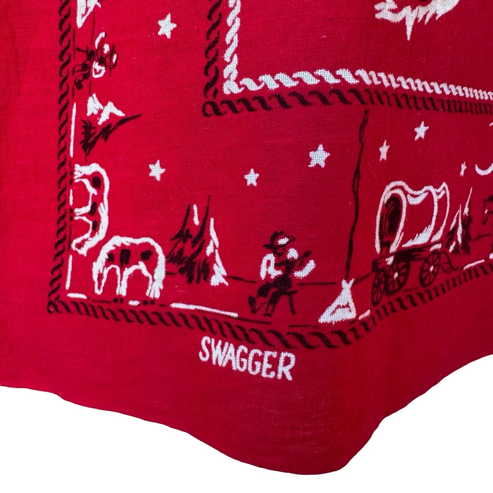 Swagger Vintage 50s Red Western Bronco Chuck Wagon Cotton Bandana Neckerchief