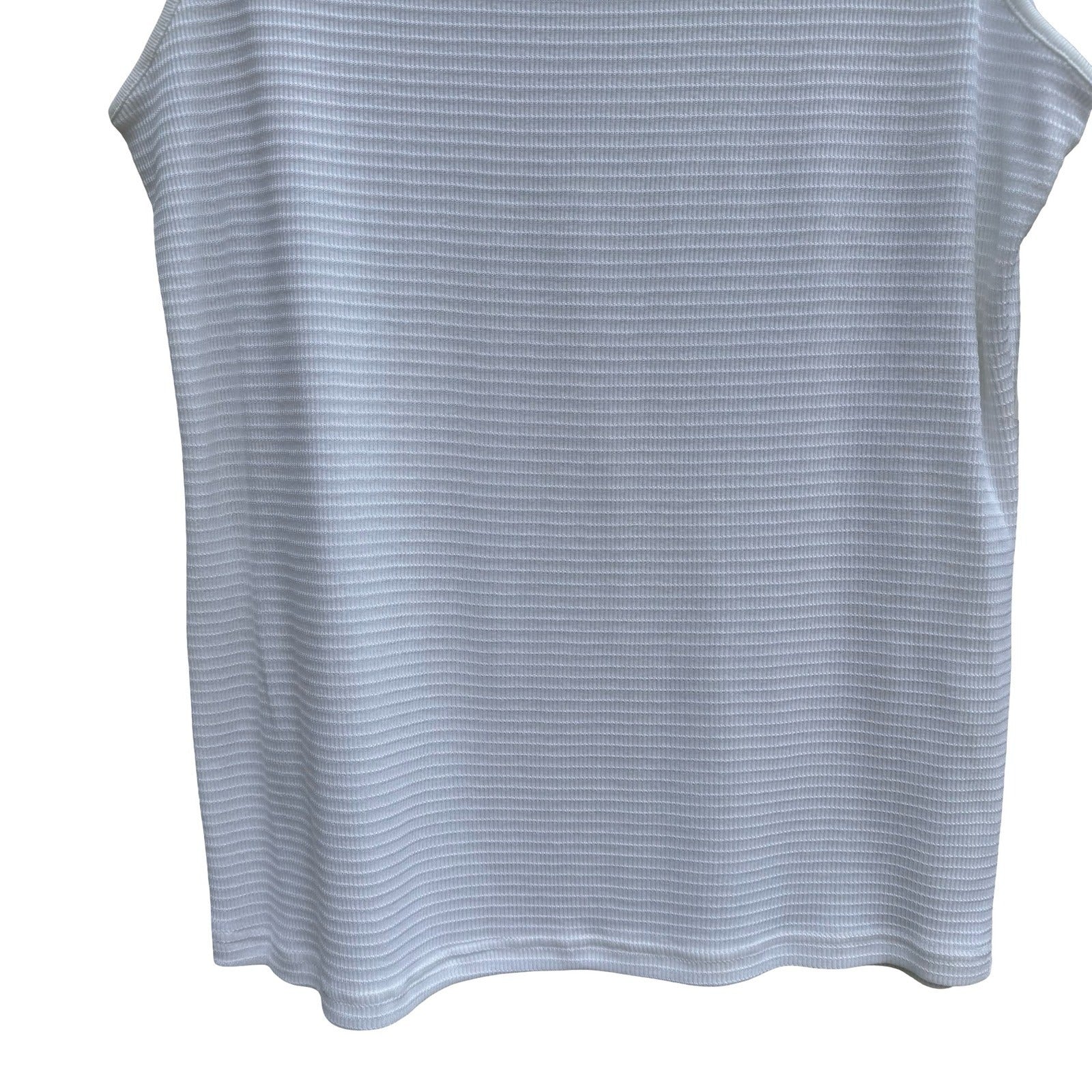Karen Scott Womens White Textured Ribbed Sleeveless Shell Top L NEW Minimalist