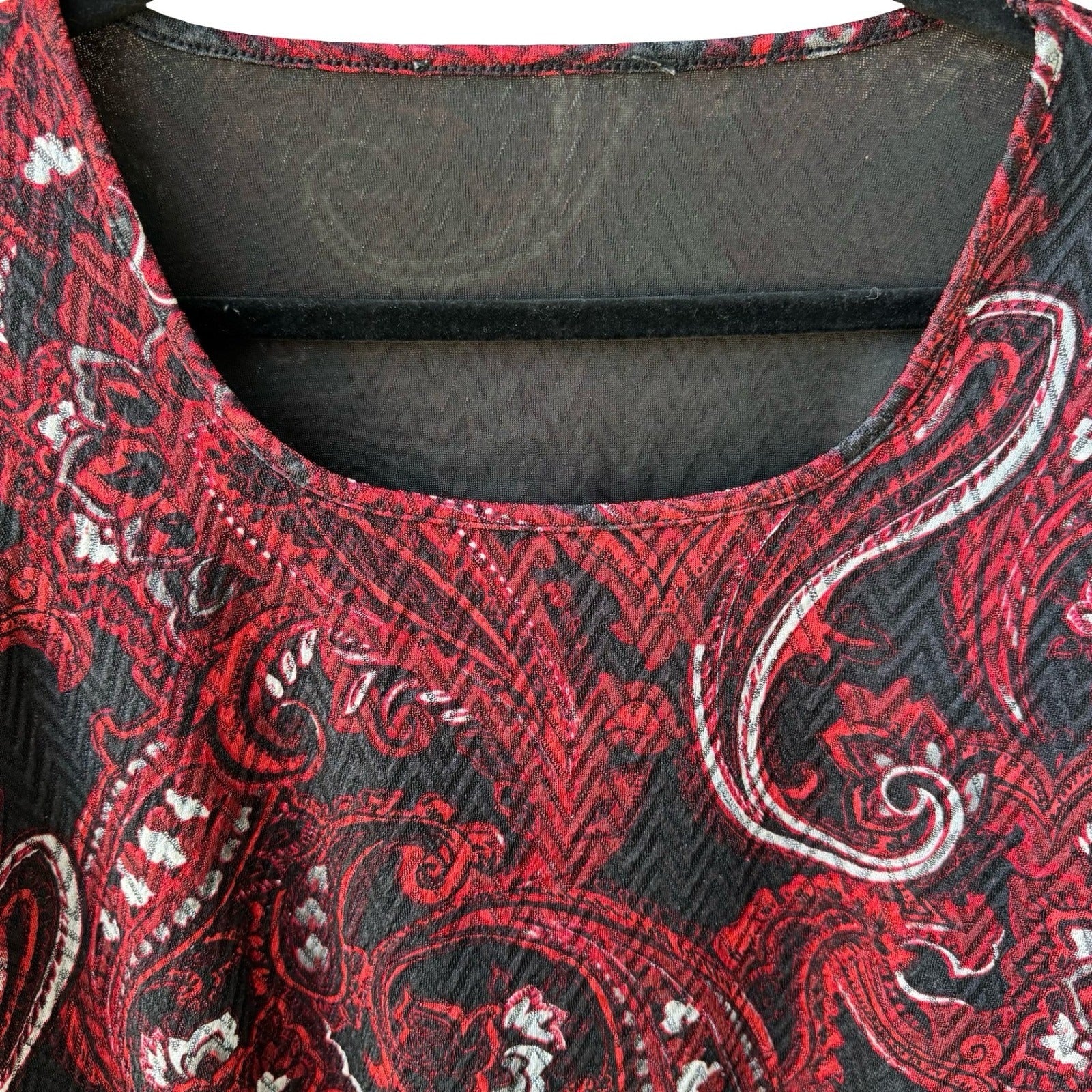 Kasper Dark Academia Corporate Goth Sleeveless Paisley Textured Shell Blouse L