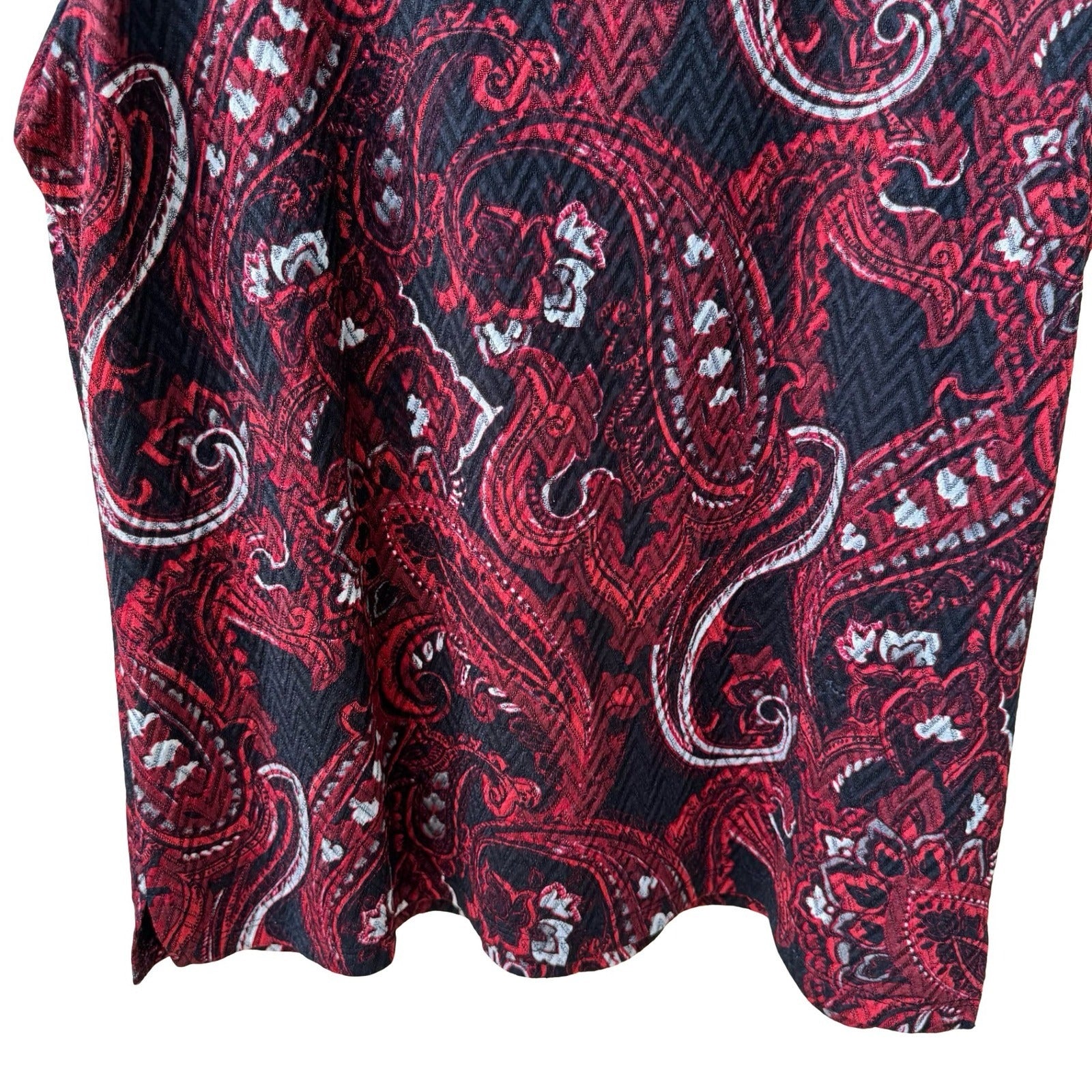 Kasper Dark Academia Corporate Goth Sleeveless Paisley Textured Shell Blouse L