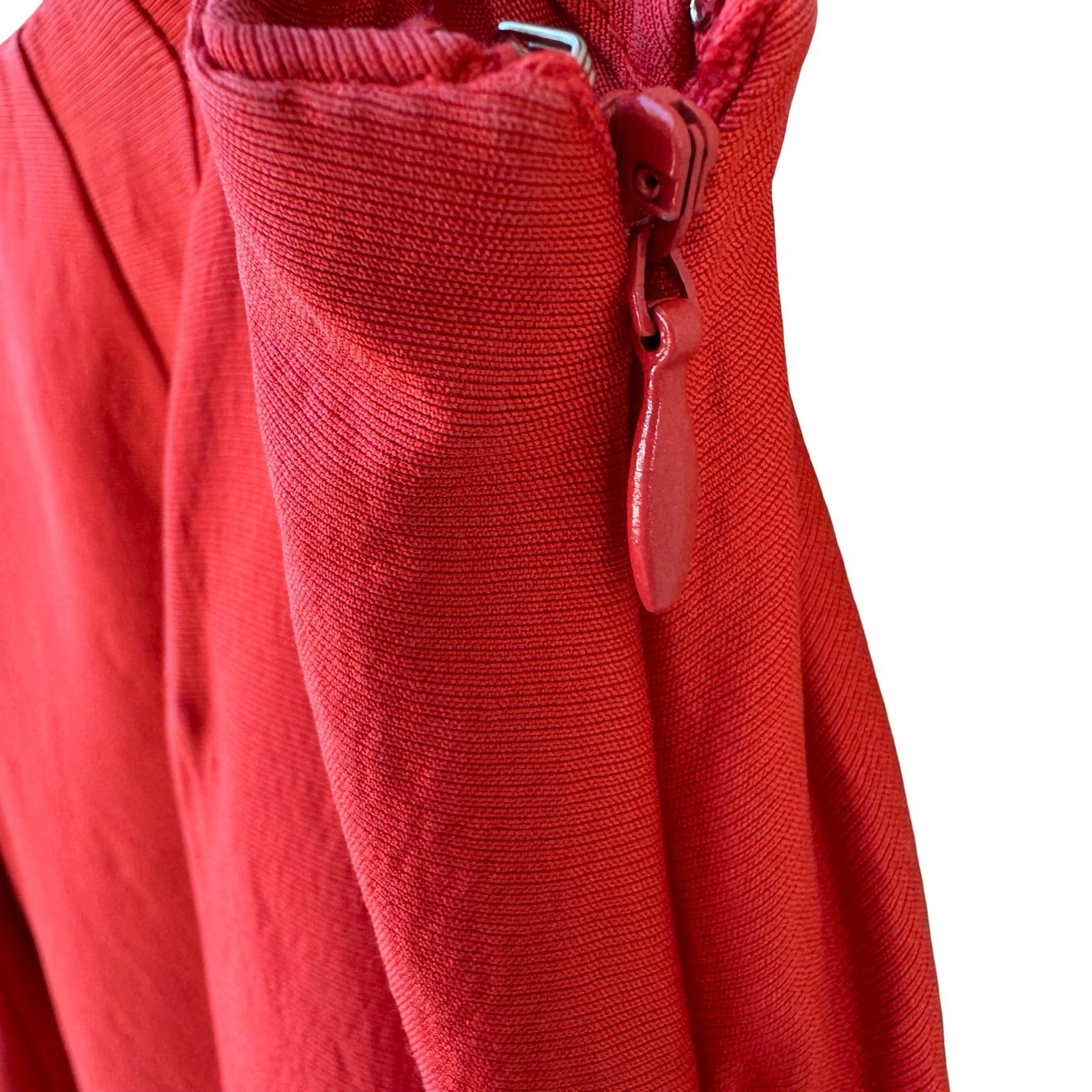 Linda Allard Ellen Tracy Tomato Red Luxury Silk Wool Skirt Power Suit 14/16
