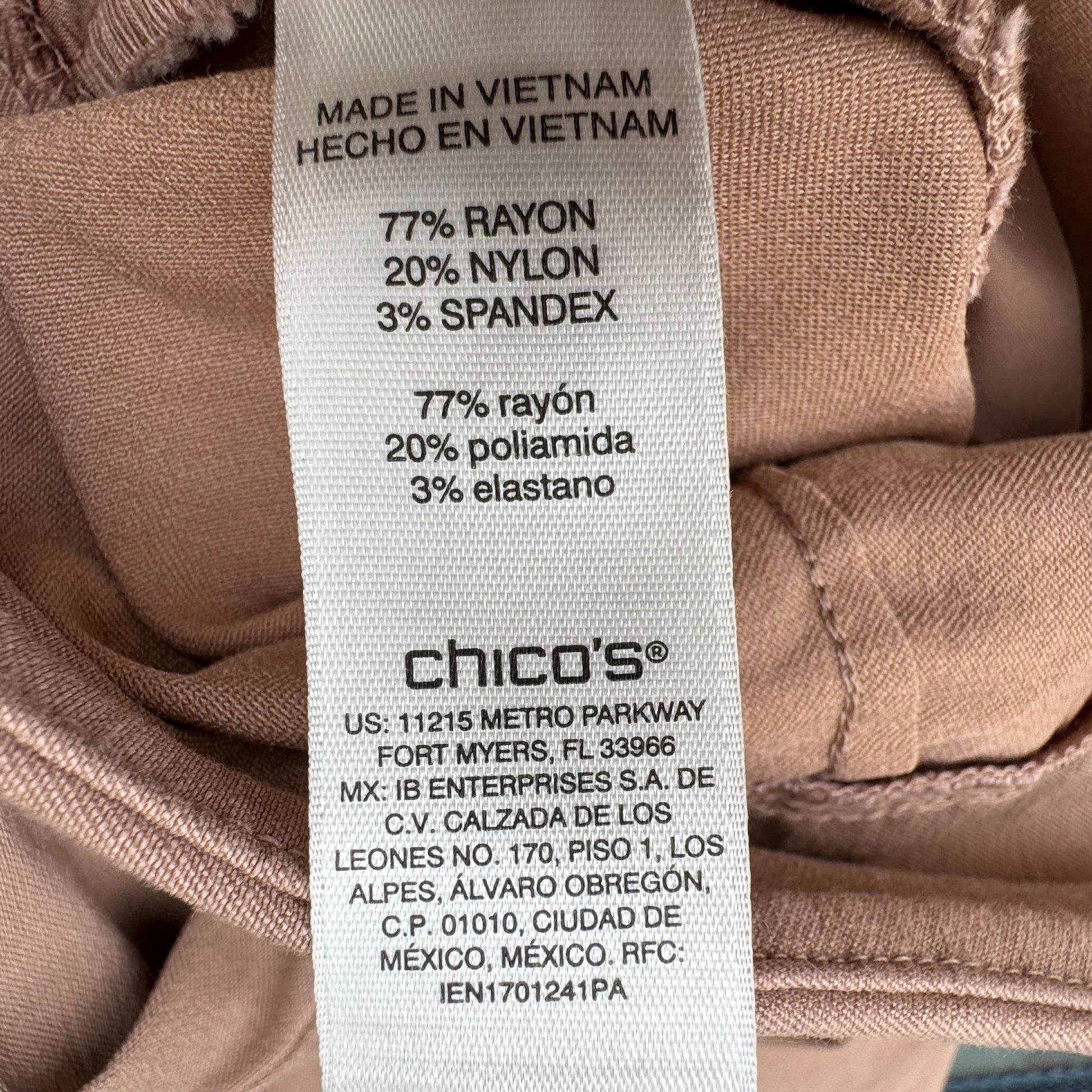 Chicos Perfect Stretch Ankle Pants Size 1 Button Hem Womens Elastic Waist Tan