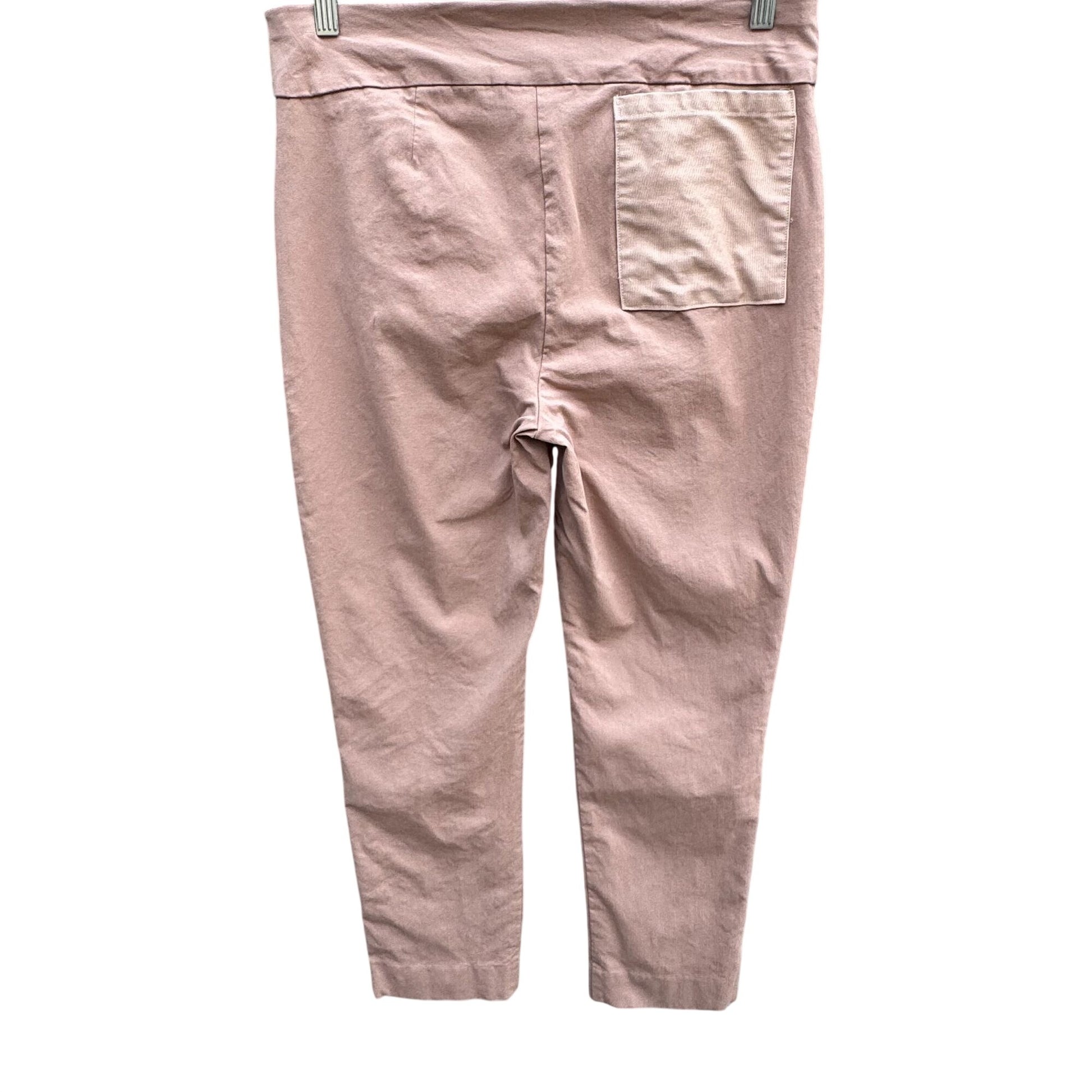 Chicos Perfect Stretch Ankle Pants Size 1 Button Hem Womens Elastic Waist Tan