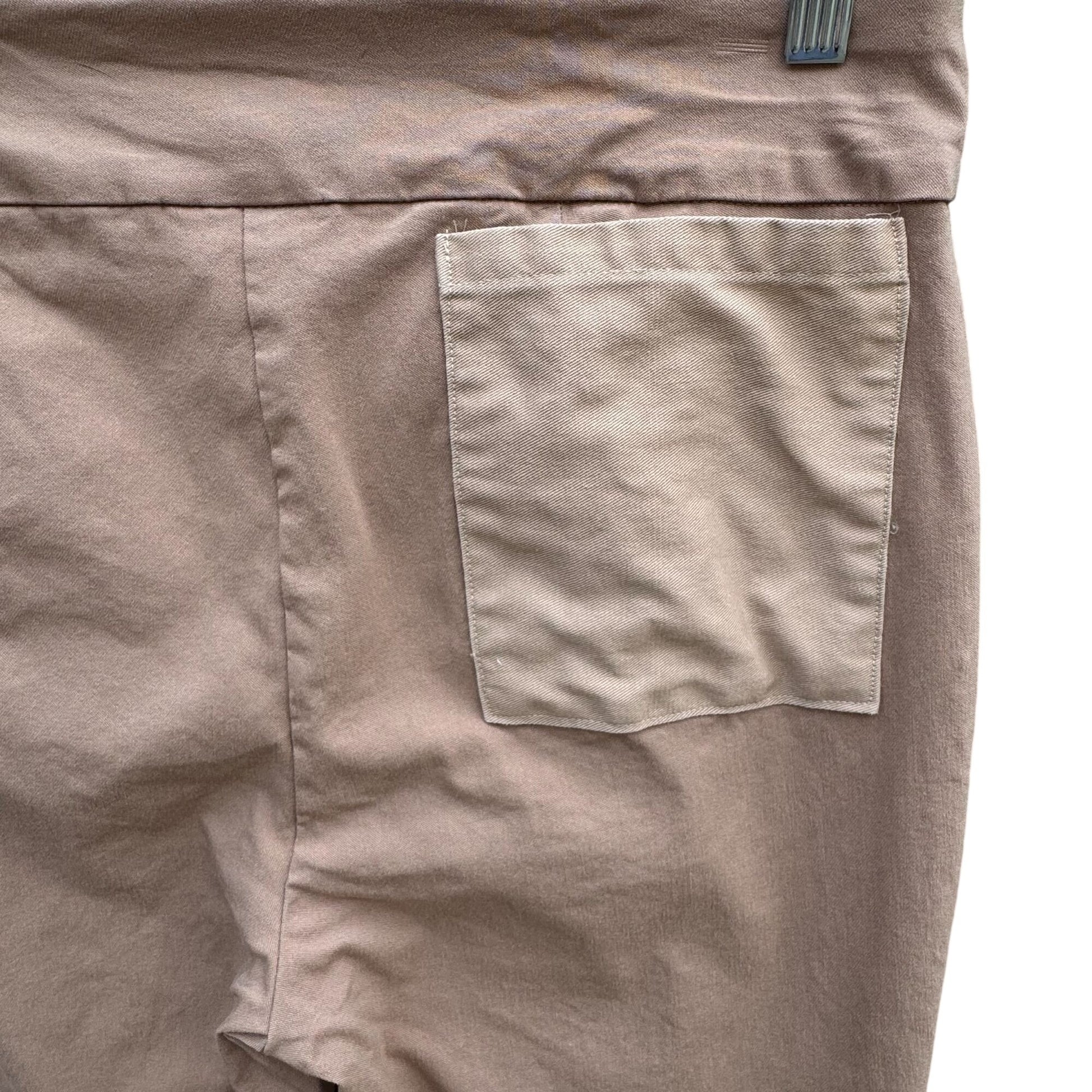 Chicos Perfect Stretch Ankle Pants Size 1 Button Hem Womens Elastic Waist Tan