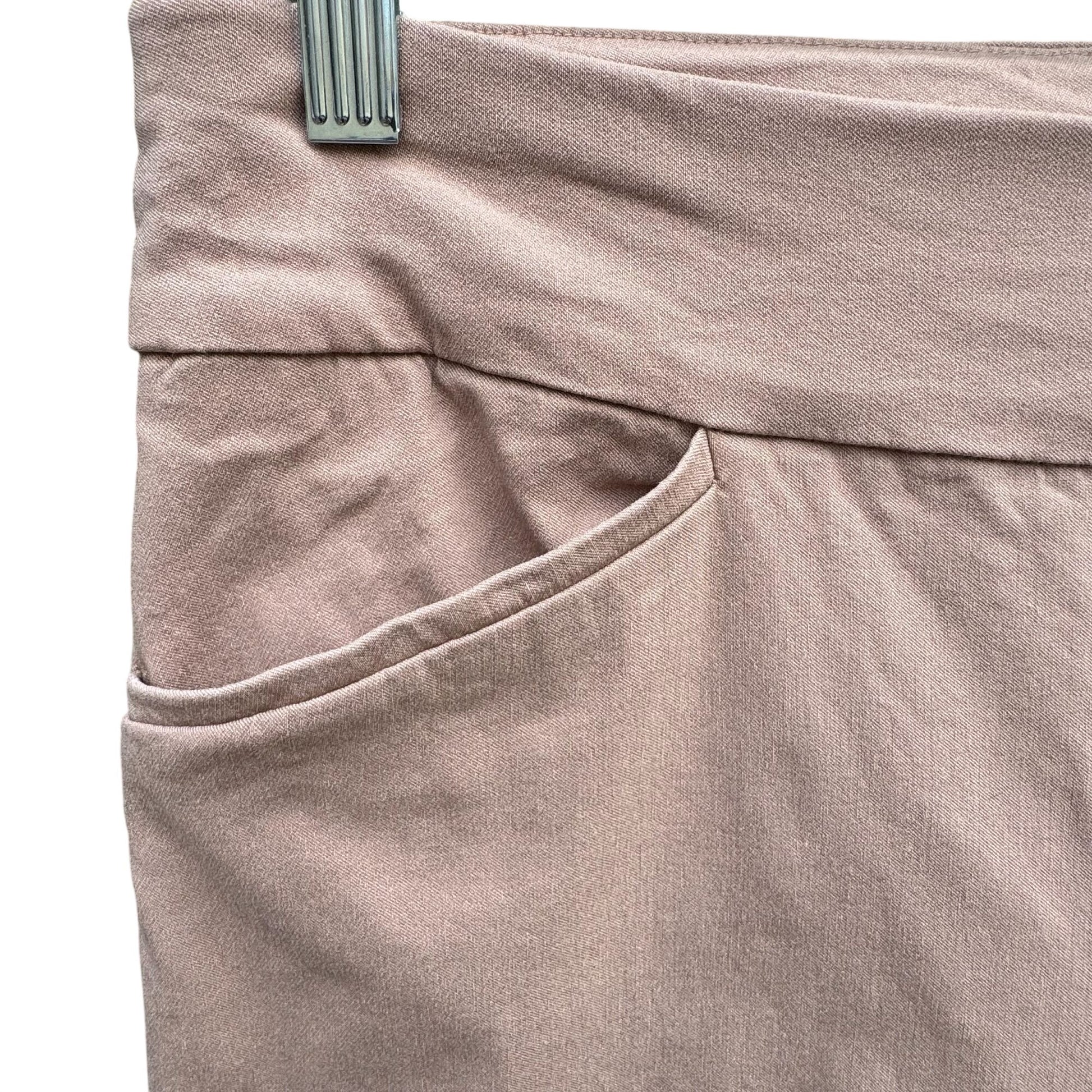 Chicos Perfect Stretch Ankle Pants Size 1 Button Hem Womens Elastic Waist Tan