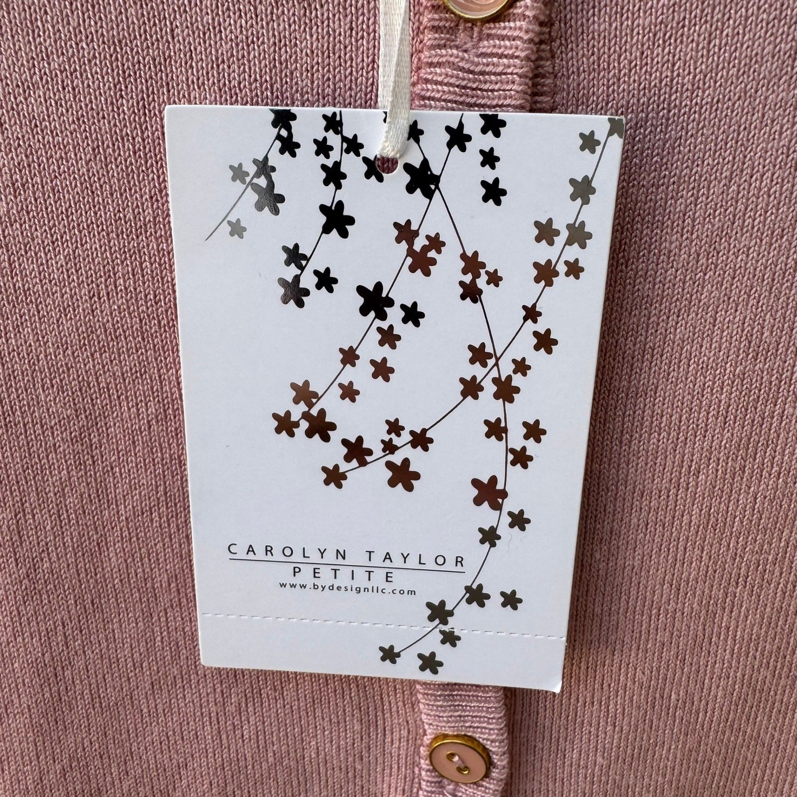 Carolyn Taylor Feminine Grannycore Layer 3/4 Sleeve Cardigan Pastel Pink PXL NEW
