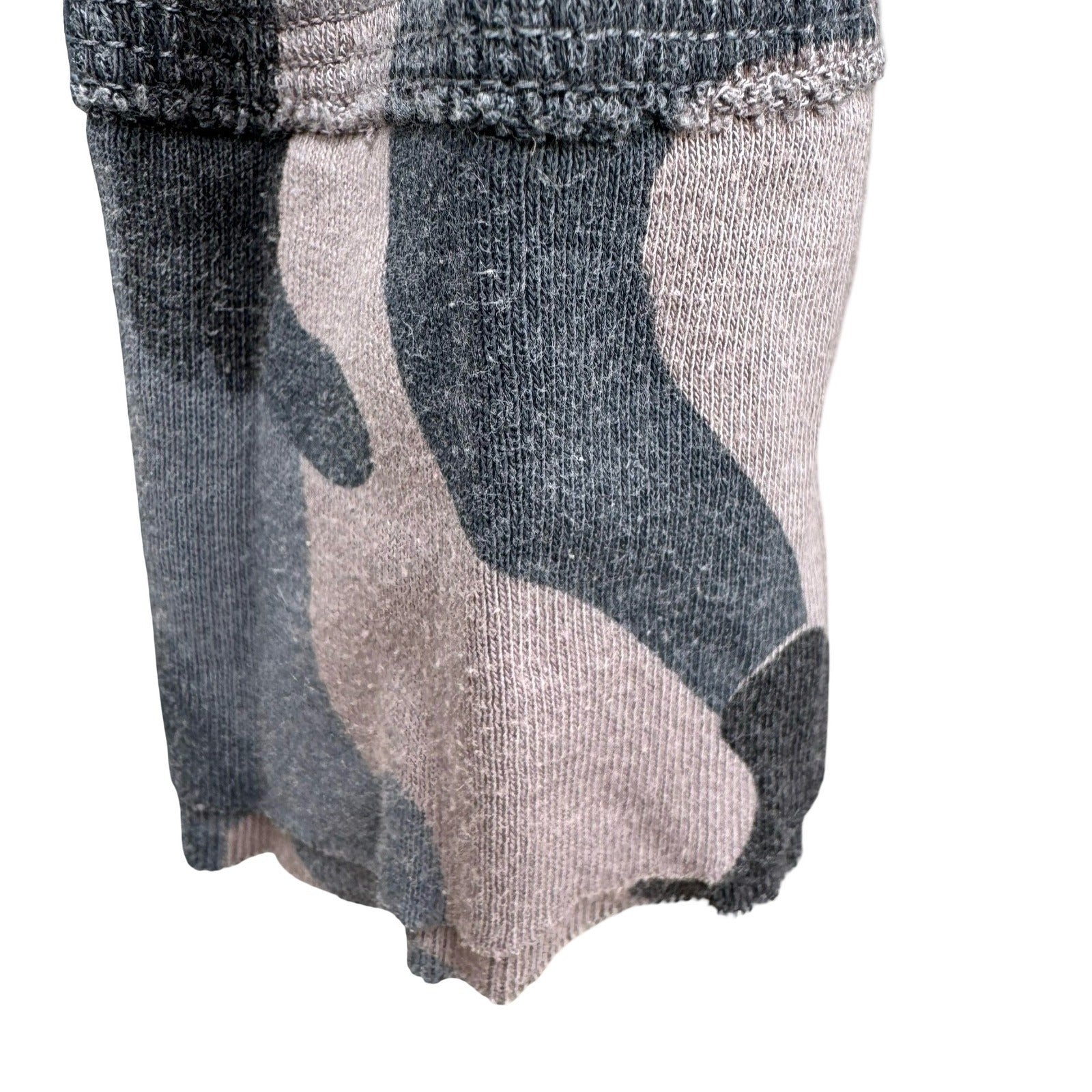 Michael Stars Y2K Grey Camo Waffle Knit Thermal V-Neck Henley Top OS Gorpcore