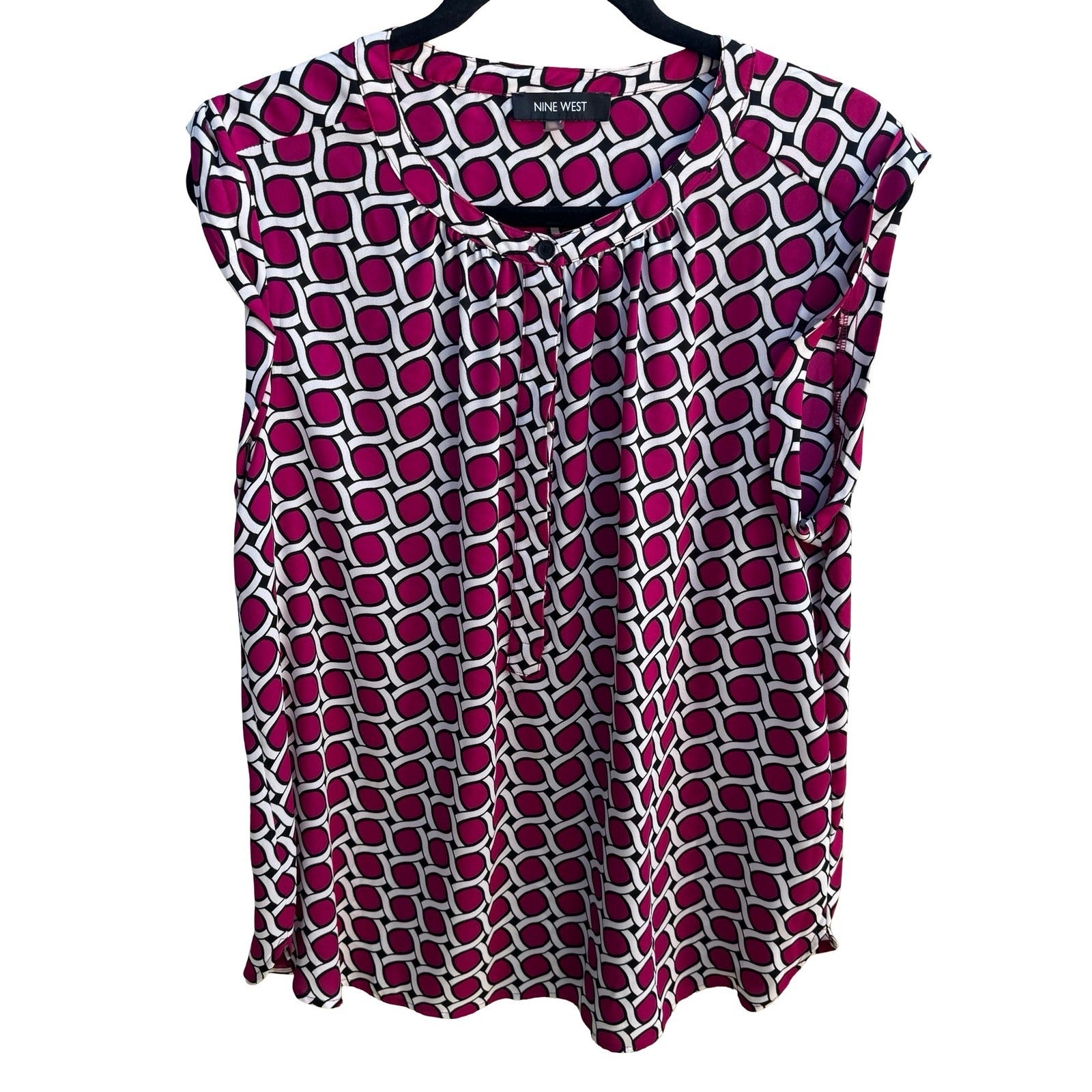 Nine West Careerwear Mod Professional Geometric Chain Link Sleeveless Blouse L