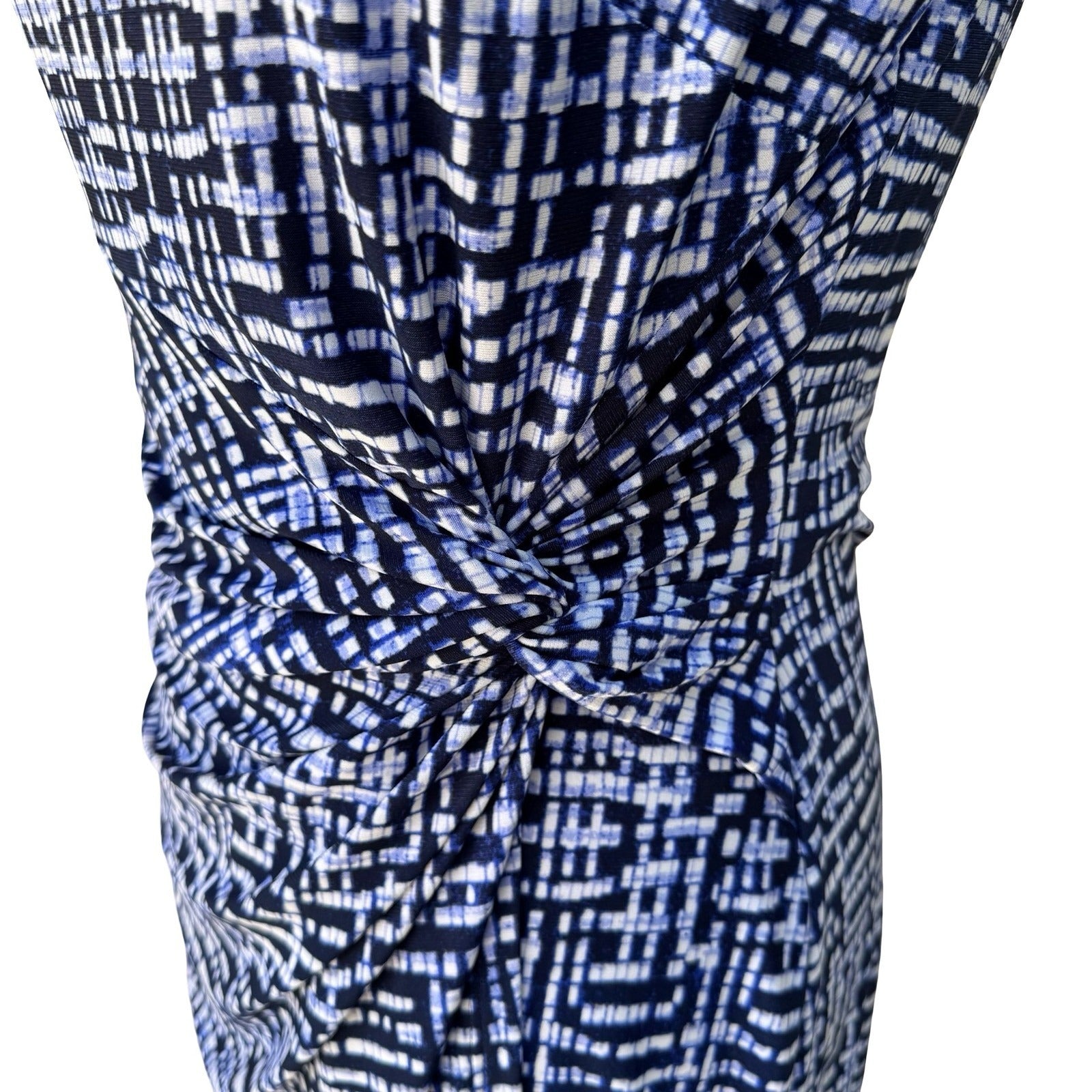 Chaps Minimalist Preppy Geometric Grid Knot Waist Sleeveless Sheath Dress M NEW