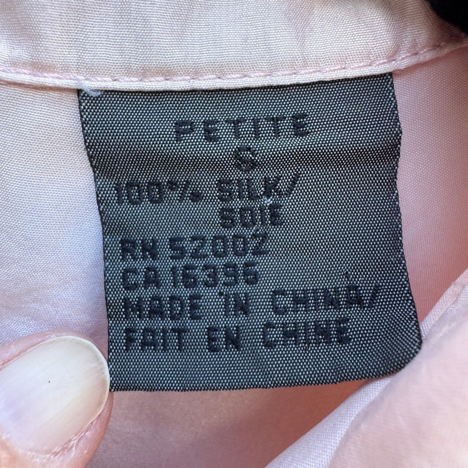 Lizwear Vintage Pale Pink 100% Silk Short Sleeve Button Down Safari Shirt Small