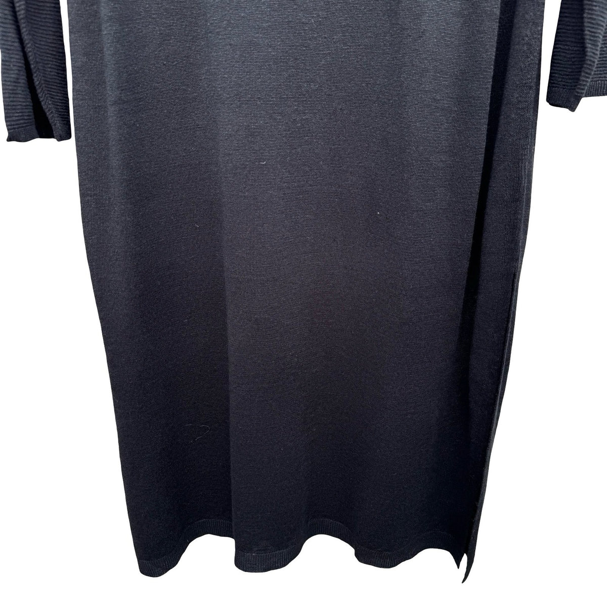 J Jill Minimalist Lagenlook V-Neck Knitwear Midi Sweater Dress Black Women L New