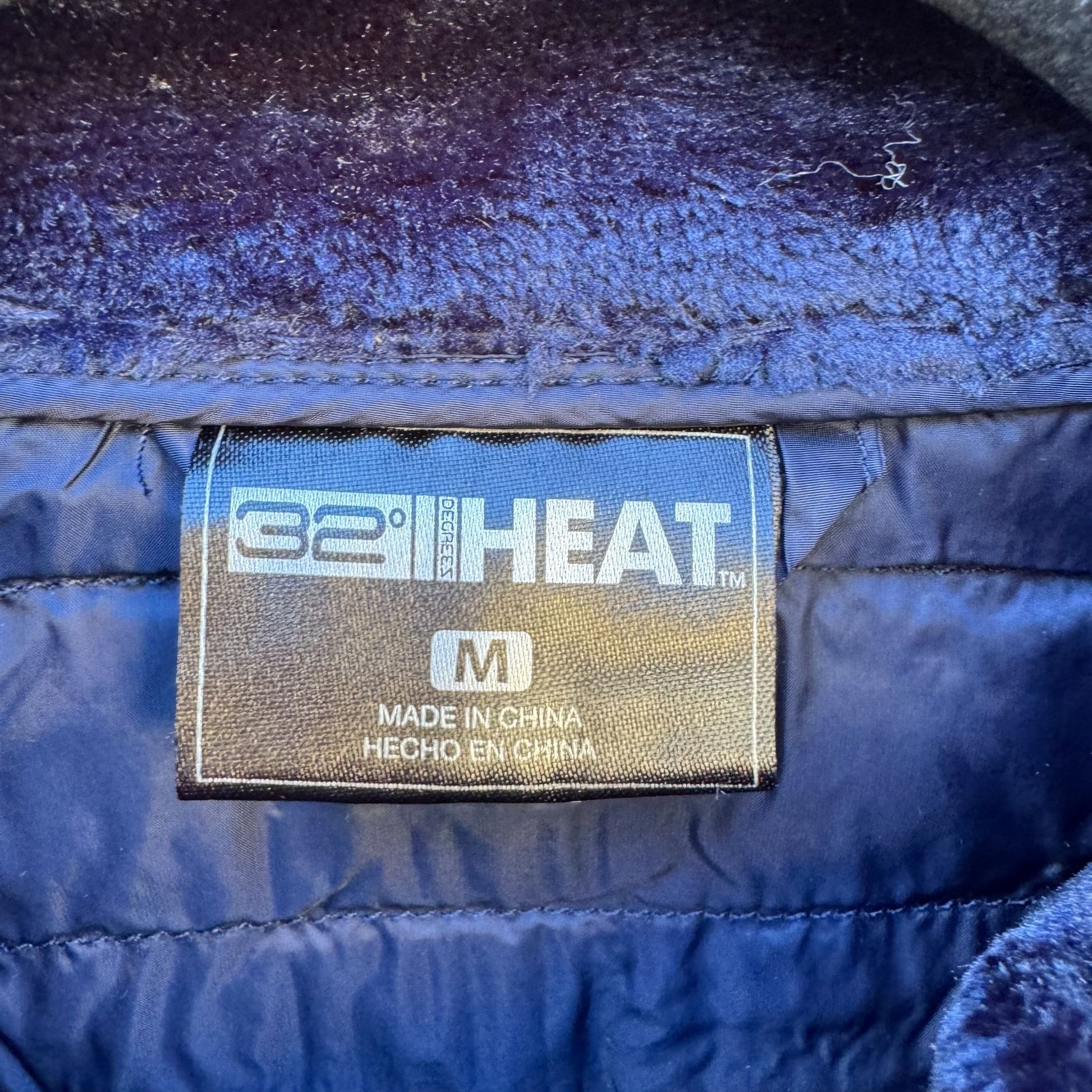 32° Heat Womens M Navy Zip Quilted Puffer Fleece Jacket Long Sleeve Gorpcore