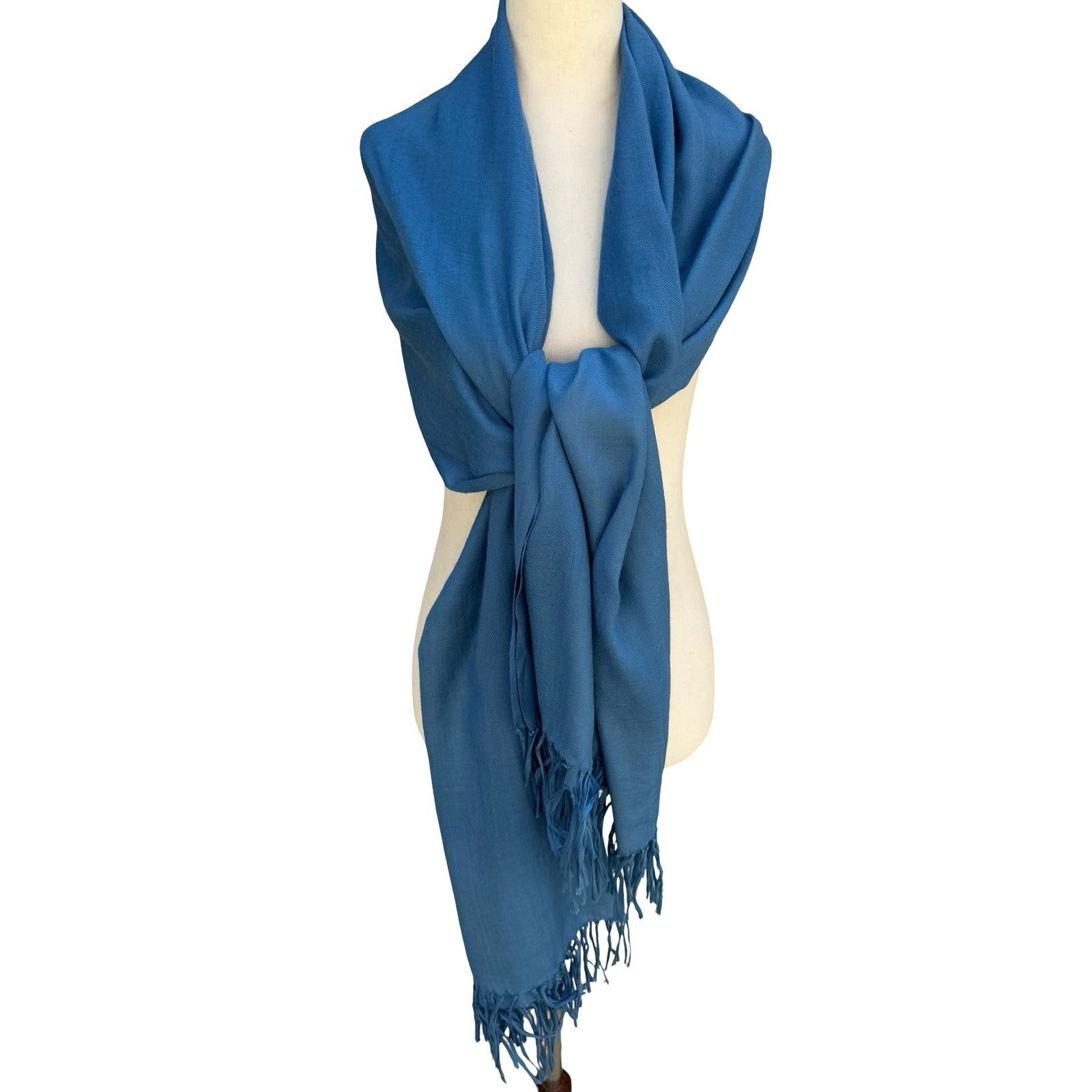 BCBG Max Azria 100% Cashmere Luxury Minimalist Scarf Coastal Fringed Wrap NEW