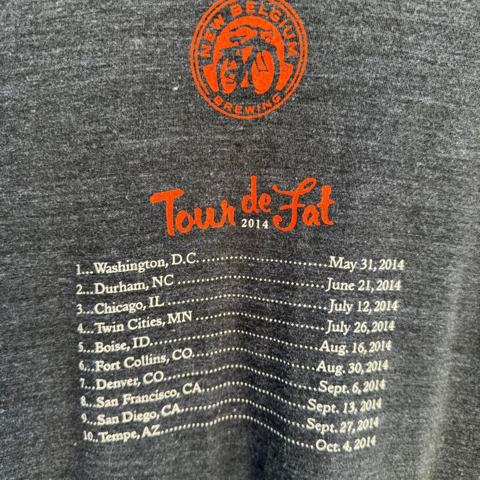 American Apparel New Belgium Brewing Tour de Fat 2014 Bike Graphic Tee XL Gray