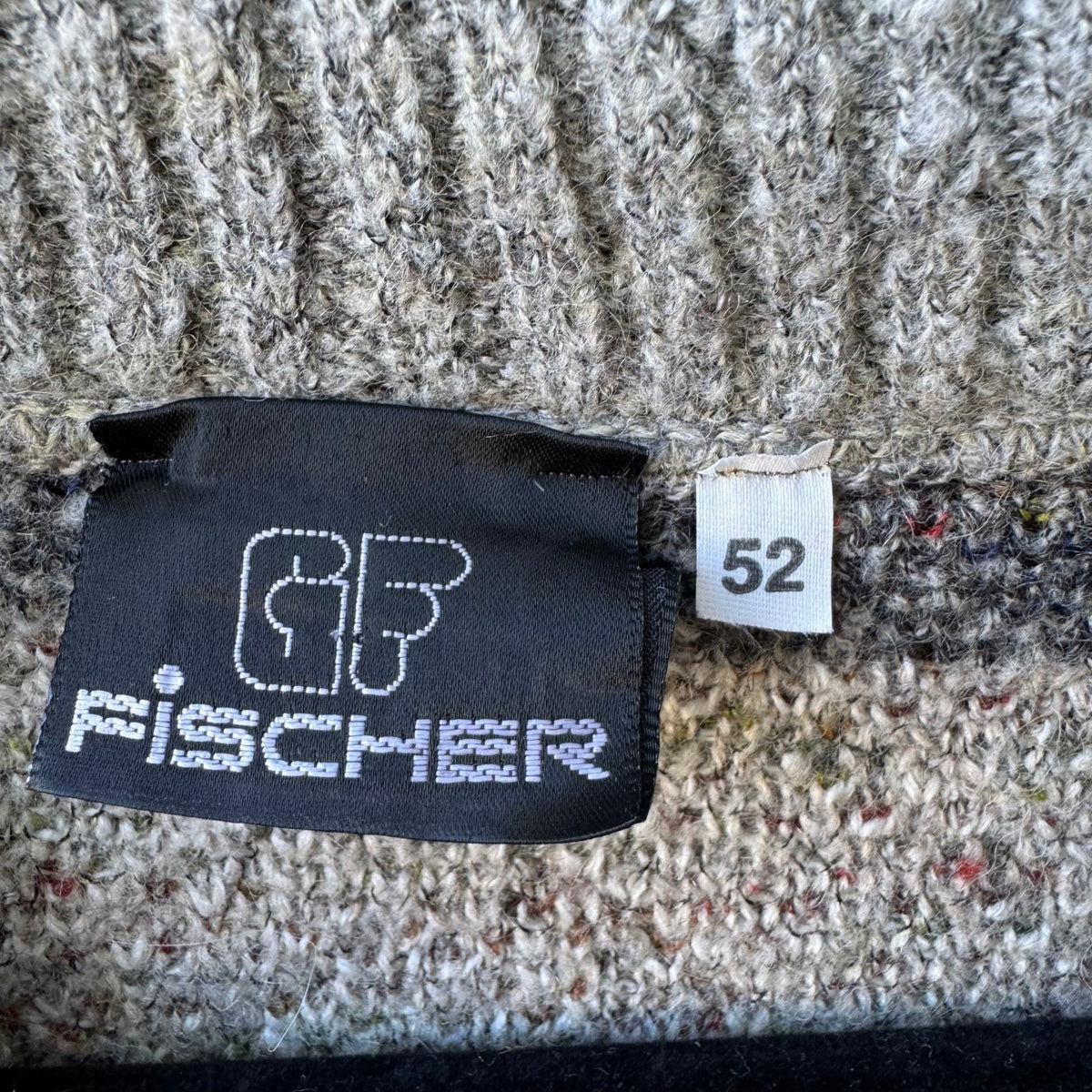 Fischer Vintage 90s Geometric Shawl Neck Oversized Knit Grandpa Sweater Mens