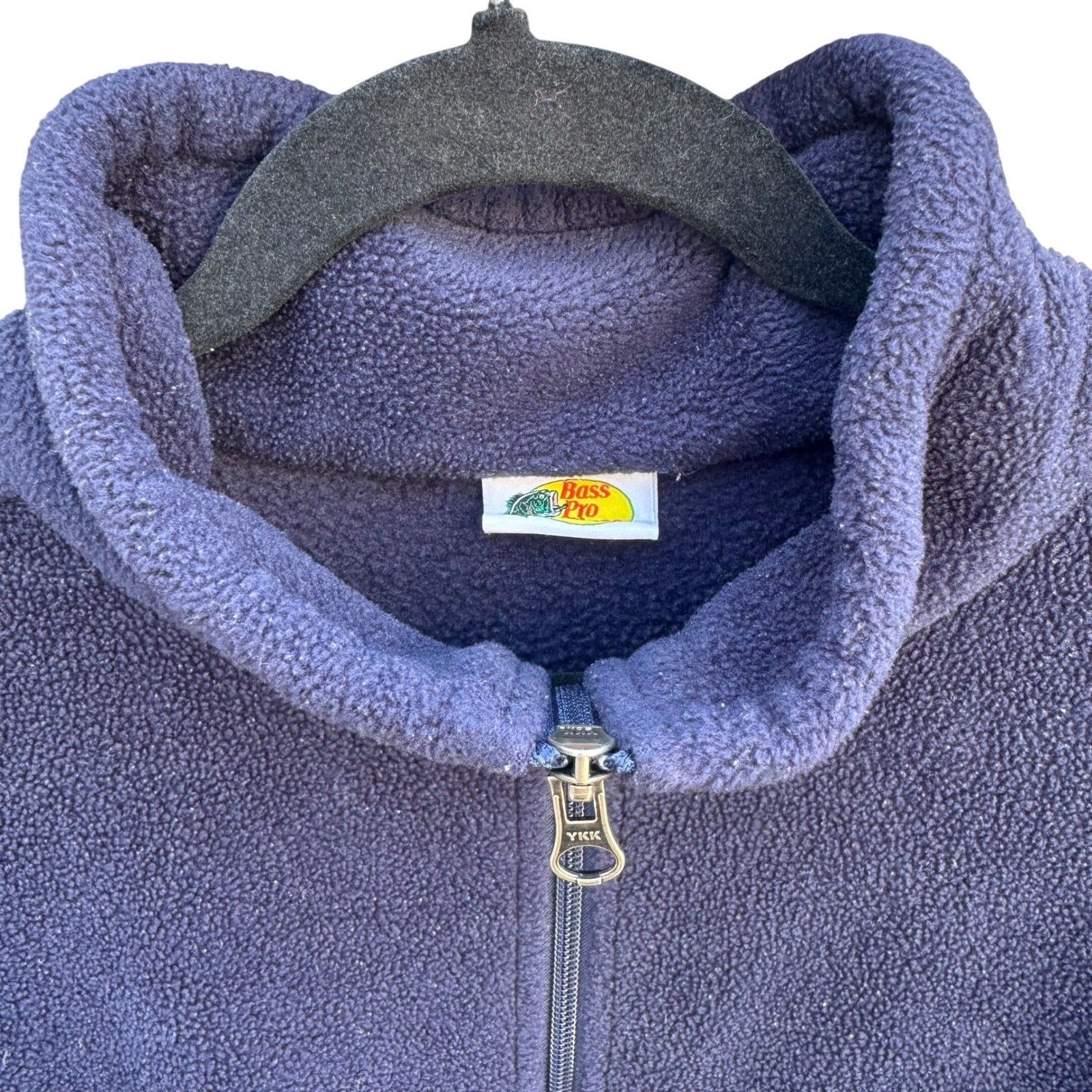 Bass Pro Shops Mens Navy Blue Full Zip Fleece Jacket Outdoor Hiking Size Large
