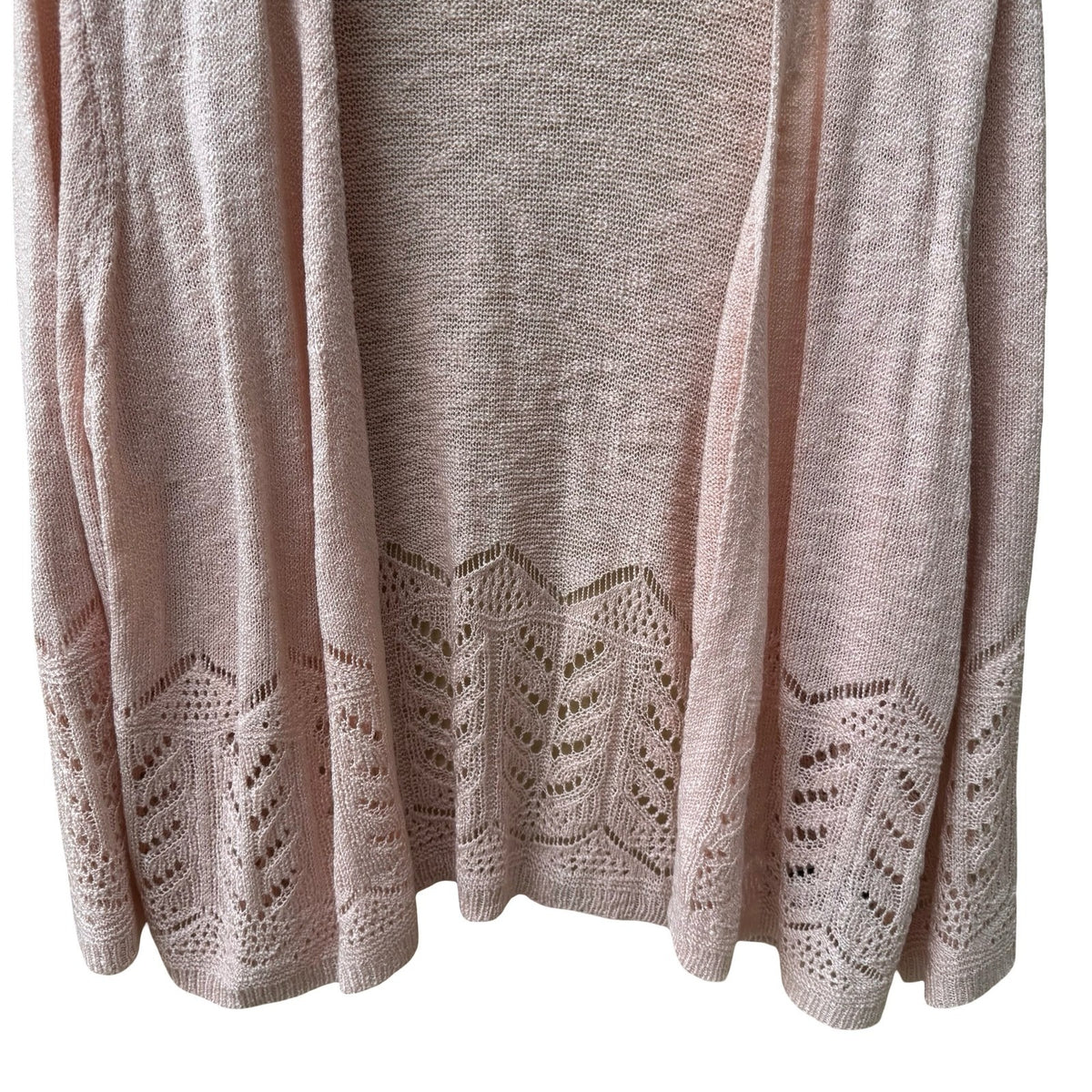 United States Sweaters Boho Crochet Pointelle Open Front Cardigan Pastel XL NEW