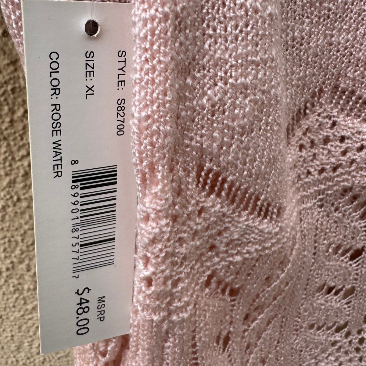 United States Sweaters Boho Crochet Pointelle Open Front Cardigan Pastel XL NEW