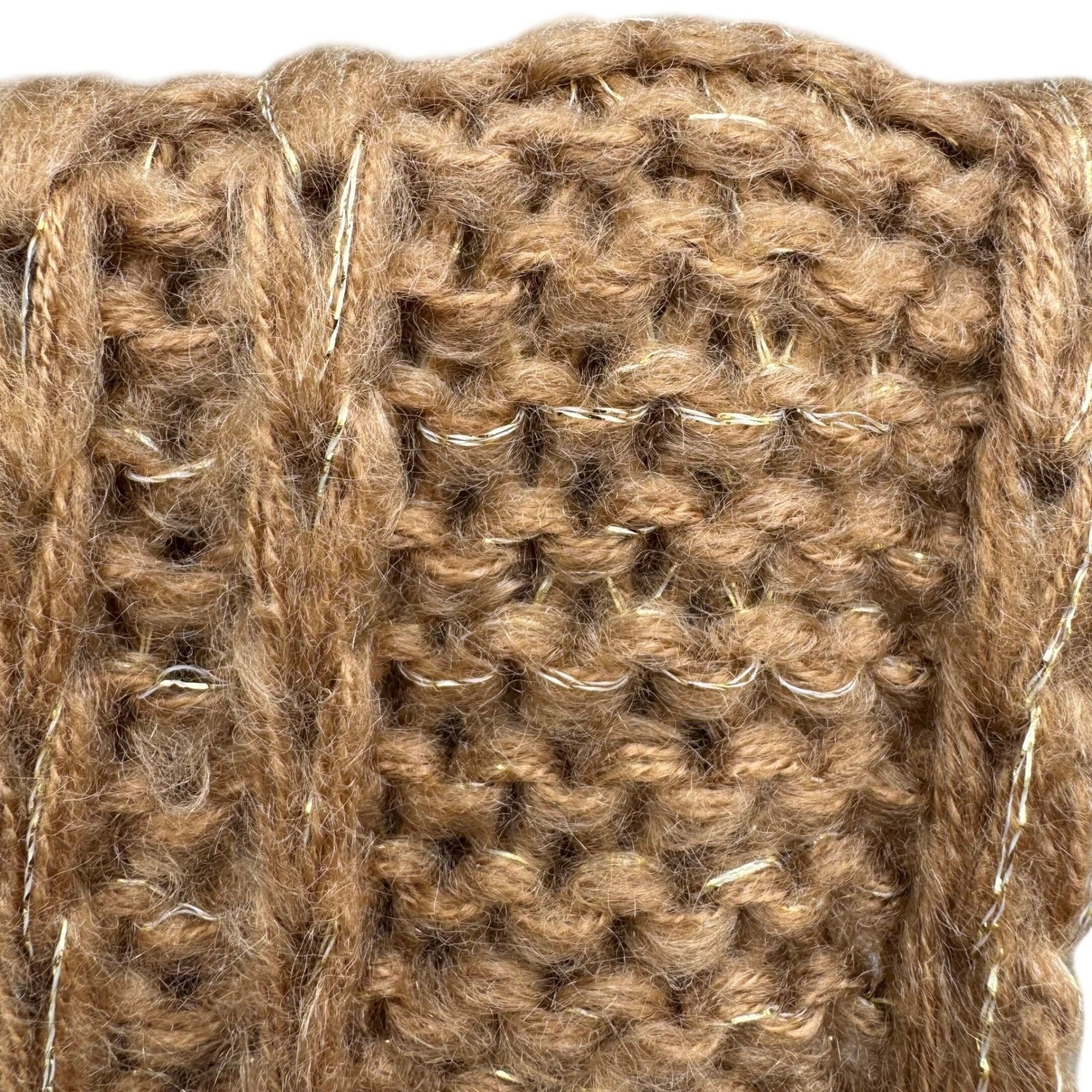 Isaac Mizrahi Womens Camel Gold Metallic Chunky Ribbed Knit Infinity Scarf OS