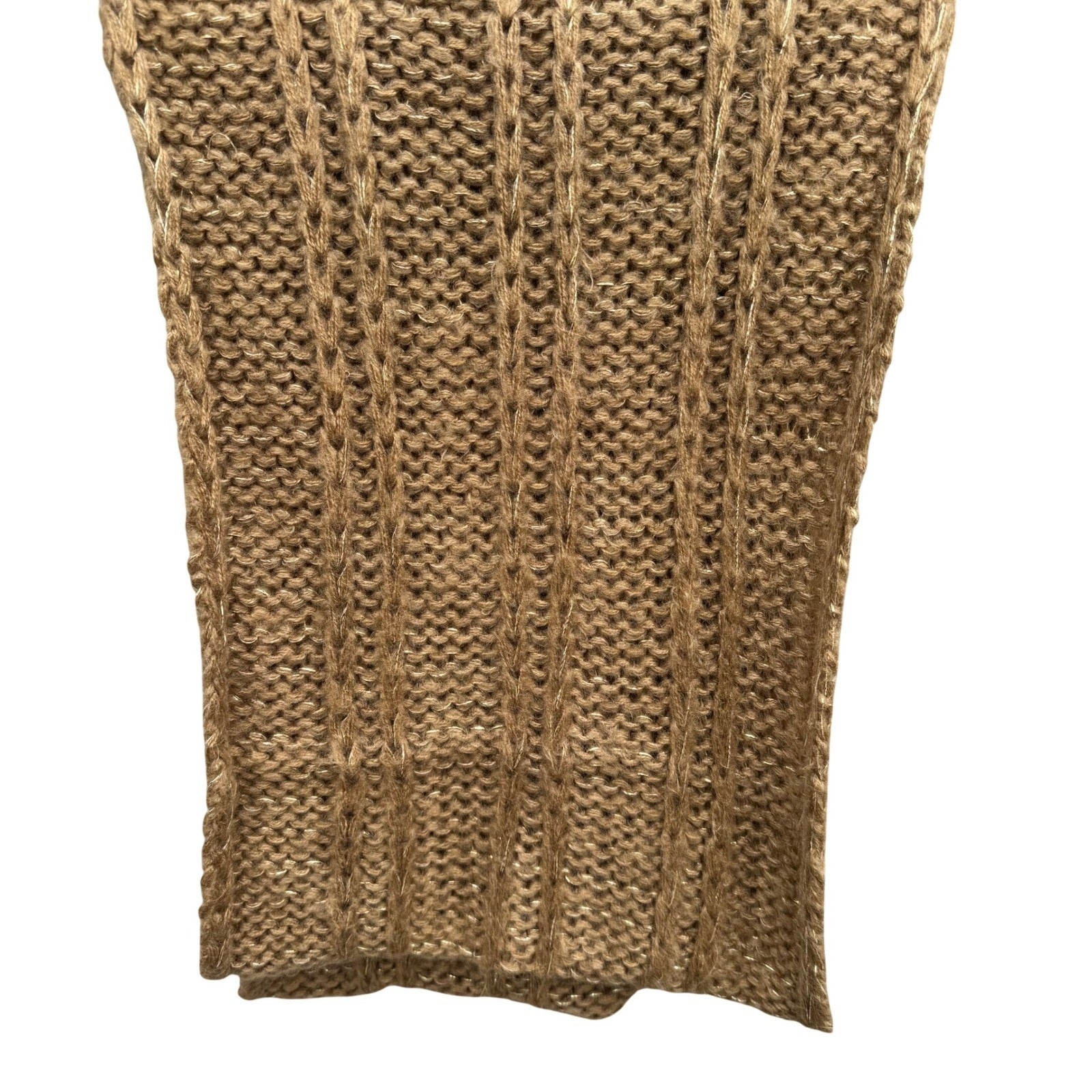 Isaac Mizrahi Womens Camel Gold Metallic Chunky Ribbed Knit Infinity Scarf OS