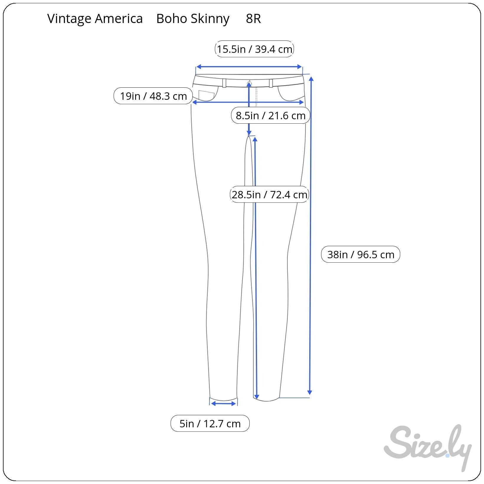 Vintage America Blues Womens Boho Skinny Medium Wash Mid Rise Denim Jeans 8R/29