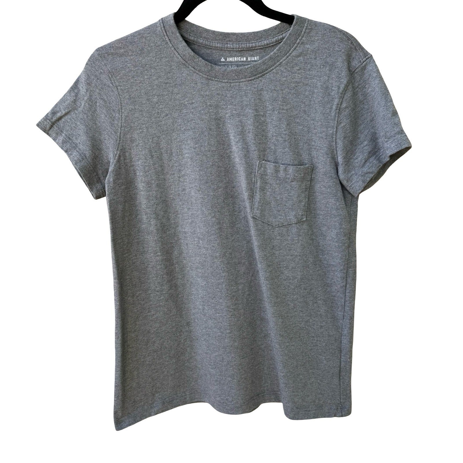 American Giant Minimalist Sustainable Cotton Pocket Tee Short Sleeve Grey S USA