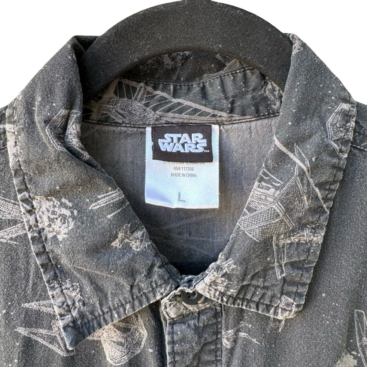 Star Wars Galactic Starship Sci-Fi TIE Fighter Nerd Geek Space Shirt Grey Mens L