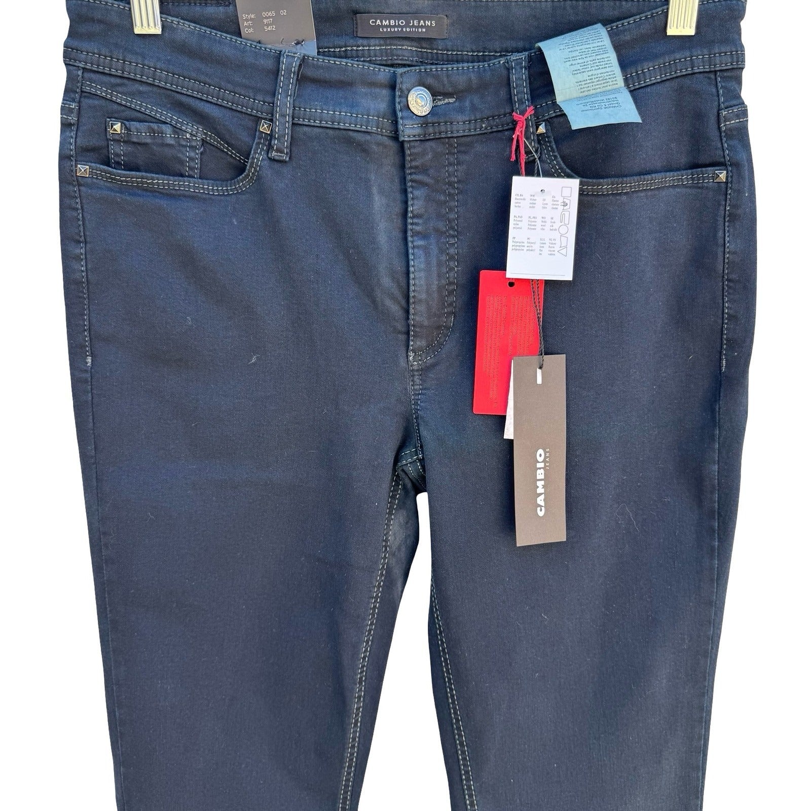 Cambio Jeans Parla Long Luxury Edition Dark Indigo Skinny Jeans Womens 12 NEW