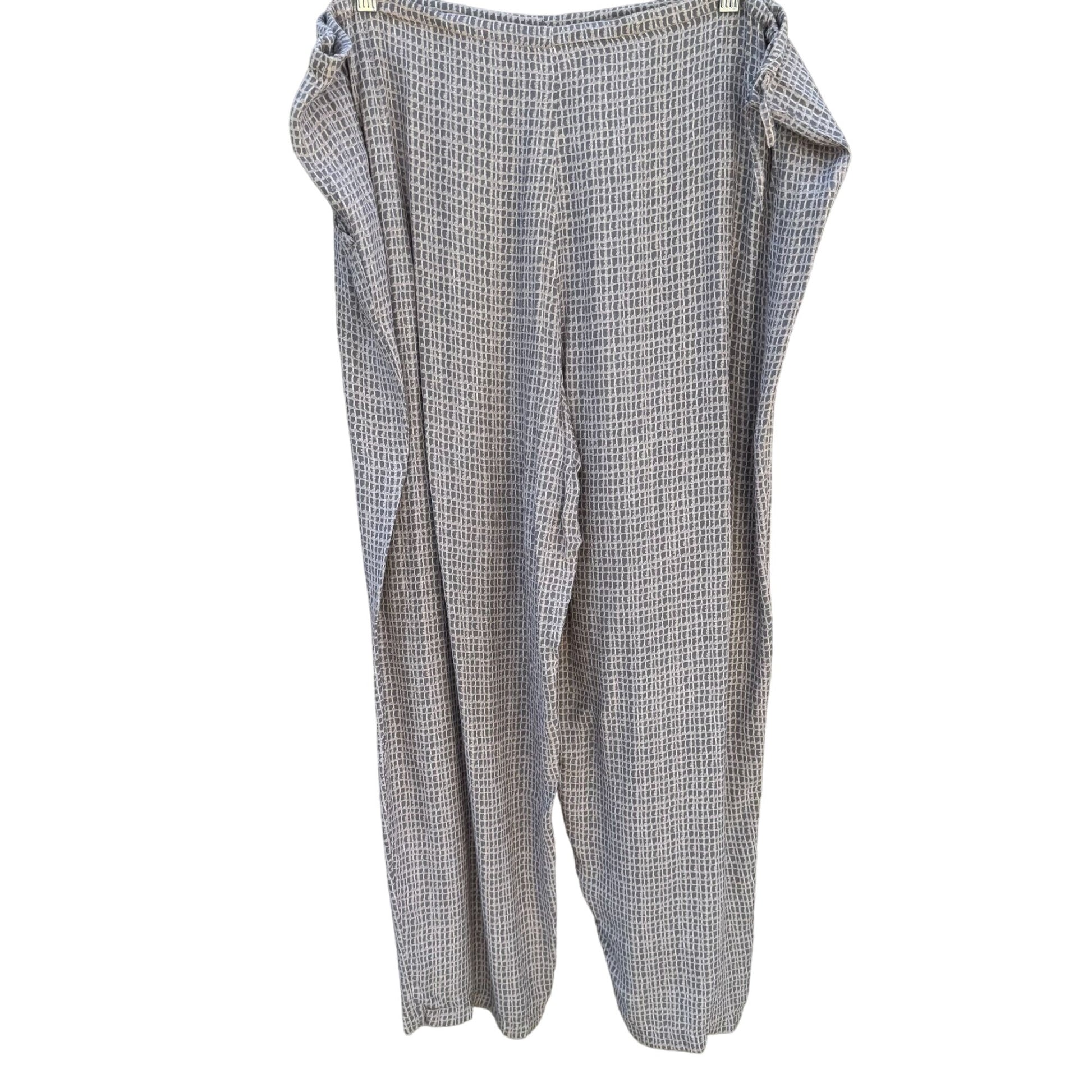 Cherokee Womens Grey White Checkered Lightweight Flowy Drawstring Waist Pants XL