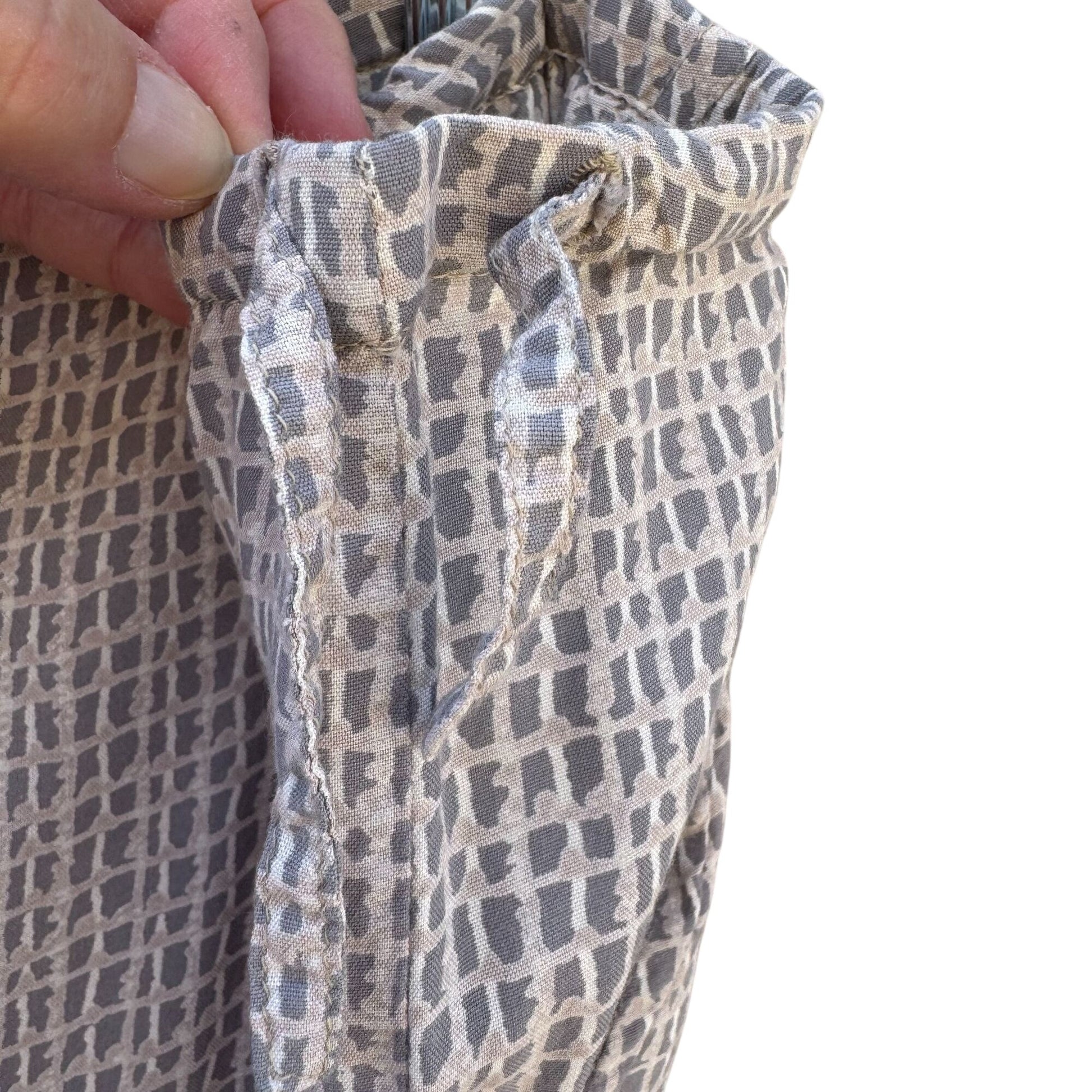 Cherokee Womens Grey White Checkered Lightweight Flowy Drawstring Waist Pants XL