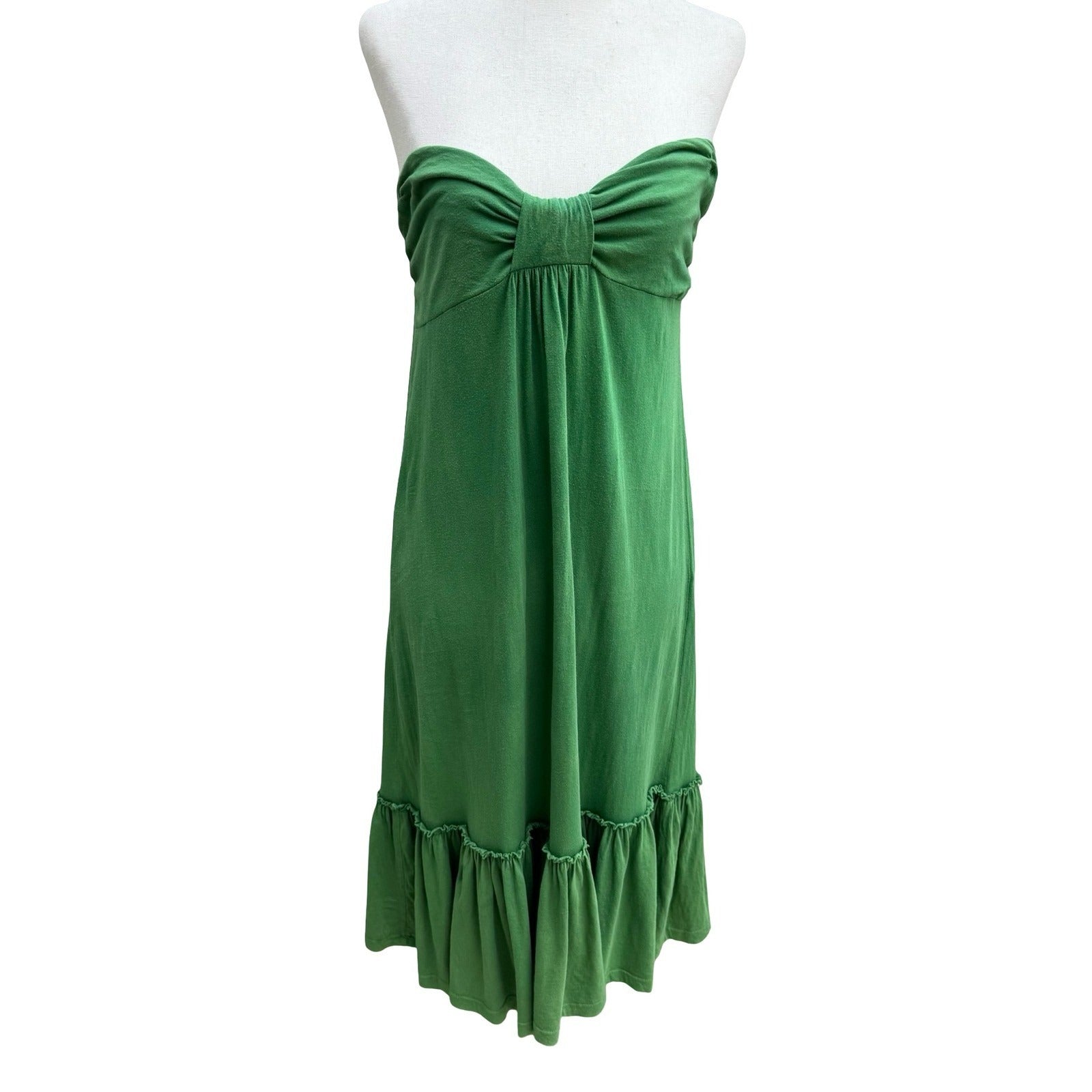 Madame A Paris Feminine French Girl Beachy Strapless Cotton Ruffle Midi Dress S