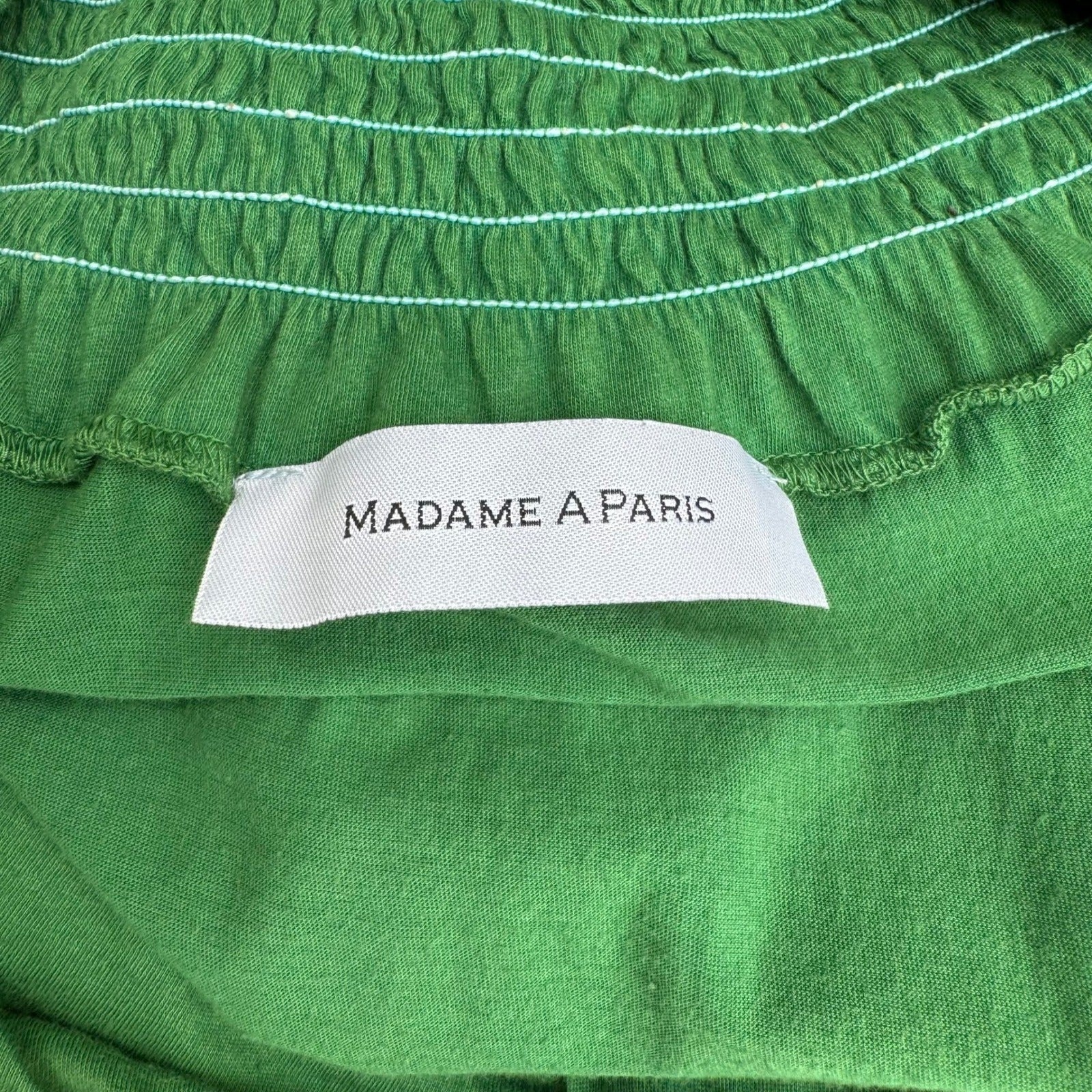 Madame A Paris Feminine French Girl Beachy Strapless Cotton Ruffle Midi Dress S