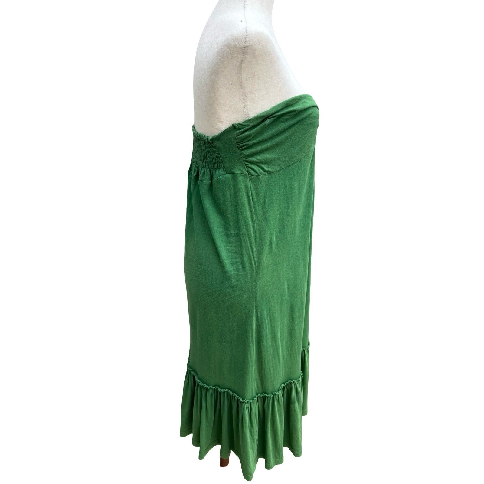 Madame A Paris Feminine French Girl Beachy Strapless Cotton Ruffle Midi Dress S