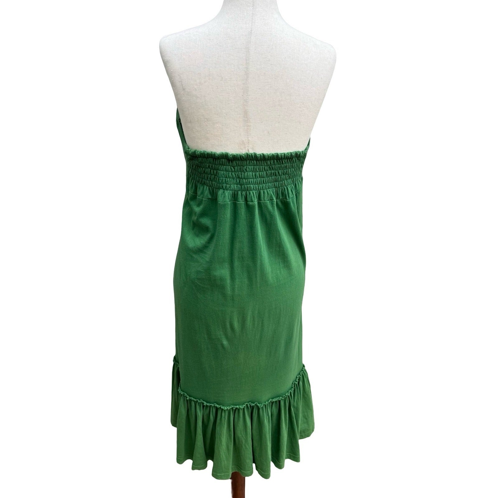 Madame A Paris Feminine French Girl Beachy Strapless Cotton Ruffle Midi Dress S