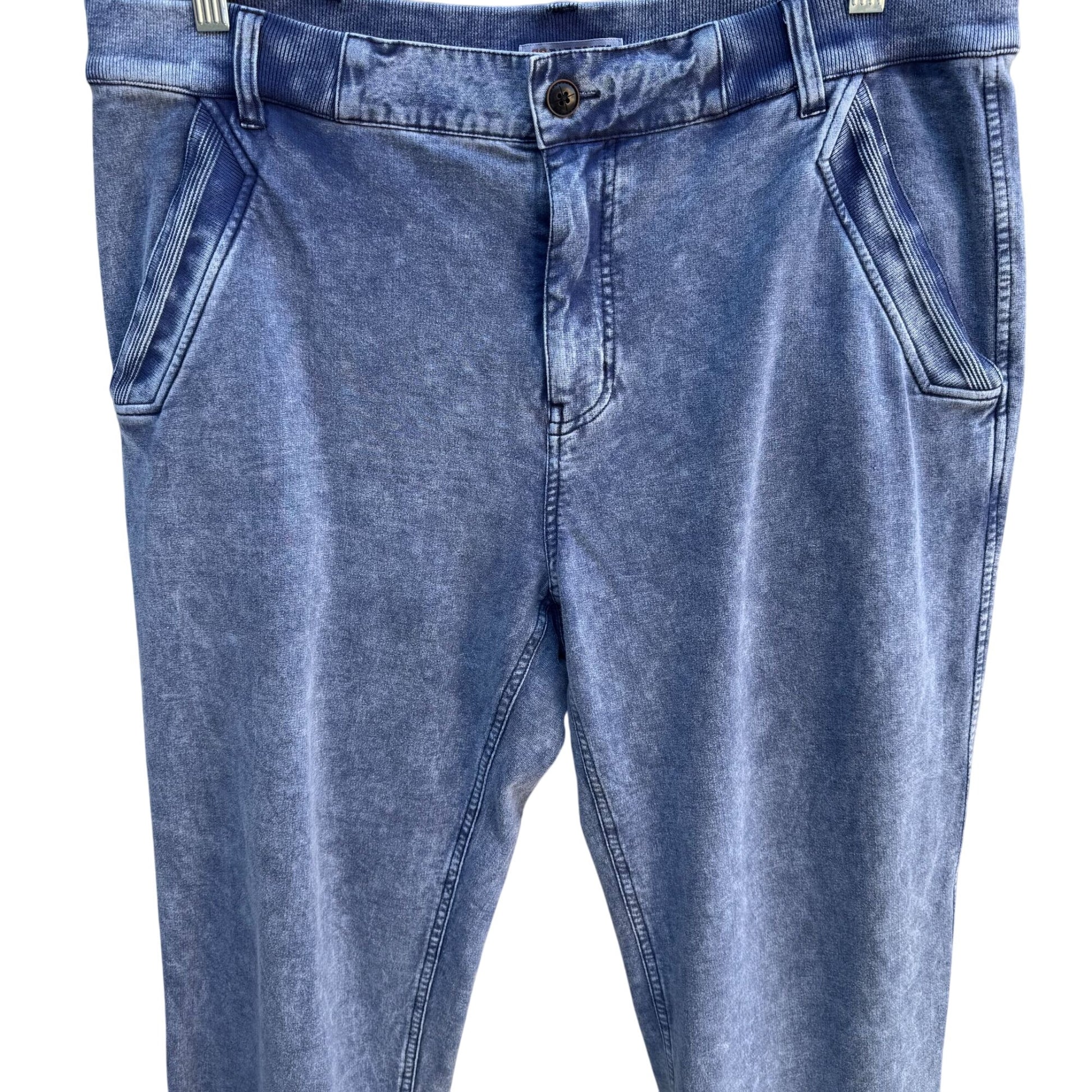 32 Bar Blues Mens XL Acid Wash Button Zip Slash Pocket Denim Look Jeggings