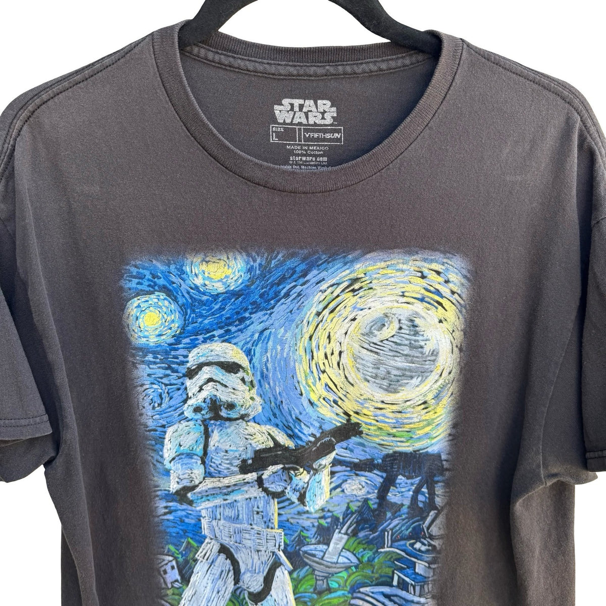 Star Wars Stormtrooper Starry Night Van Gogh Graphic T-Shirt Fifth Sun Sci Fi L