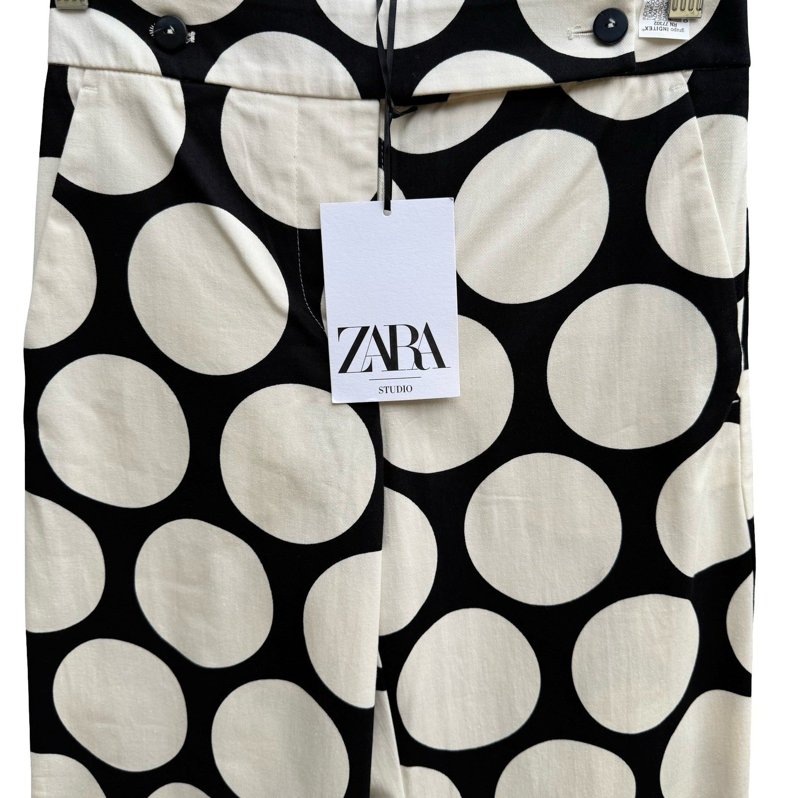 Zara Studio Polka Dot Avant Garde Mod Wide Leg Pant Statement Fashion Piece NEW