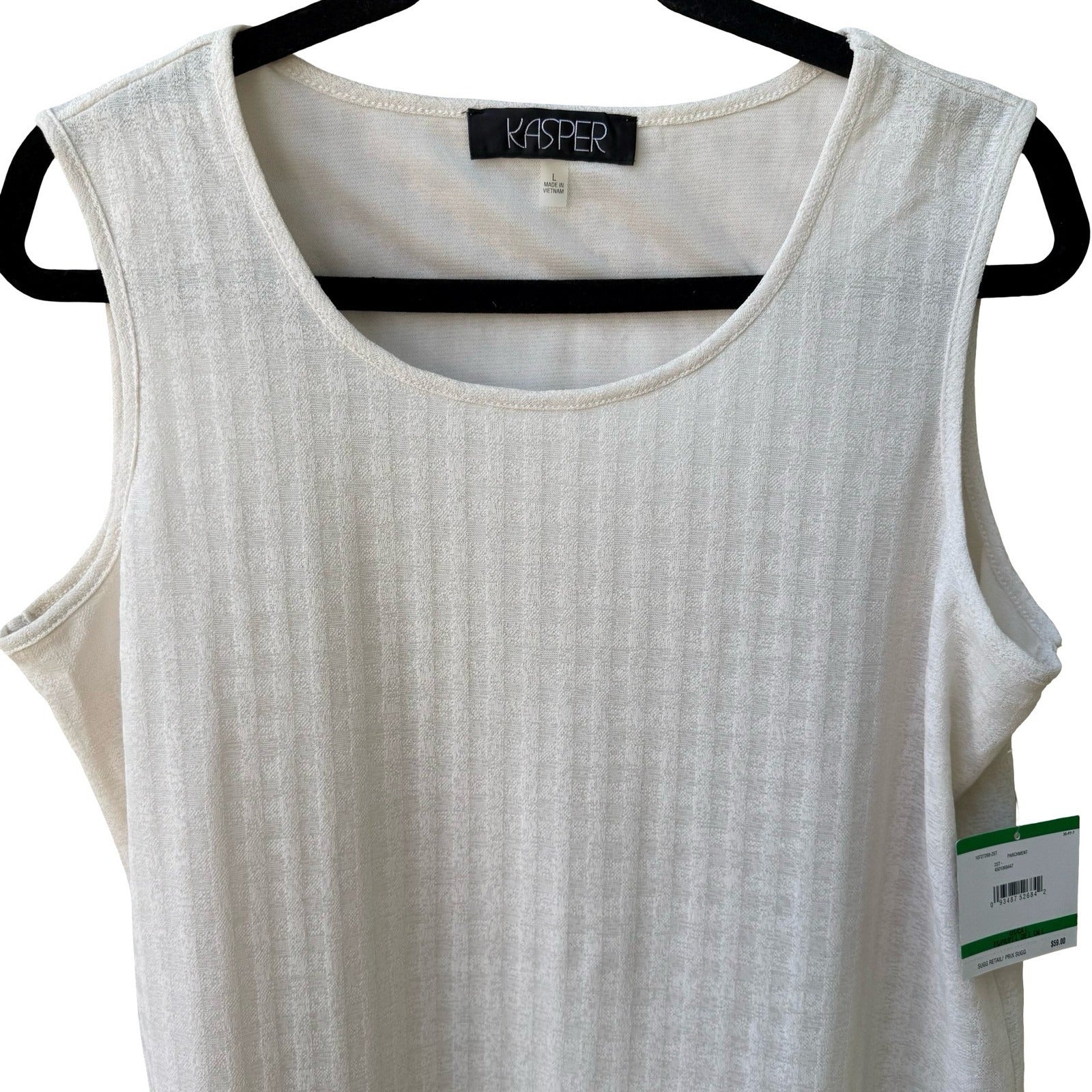 Kasper Minimalist Layering Textured Knit Sleeveless Scoop Neck Blouse L NEW