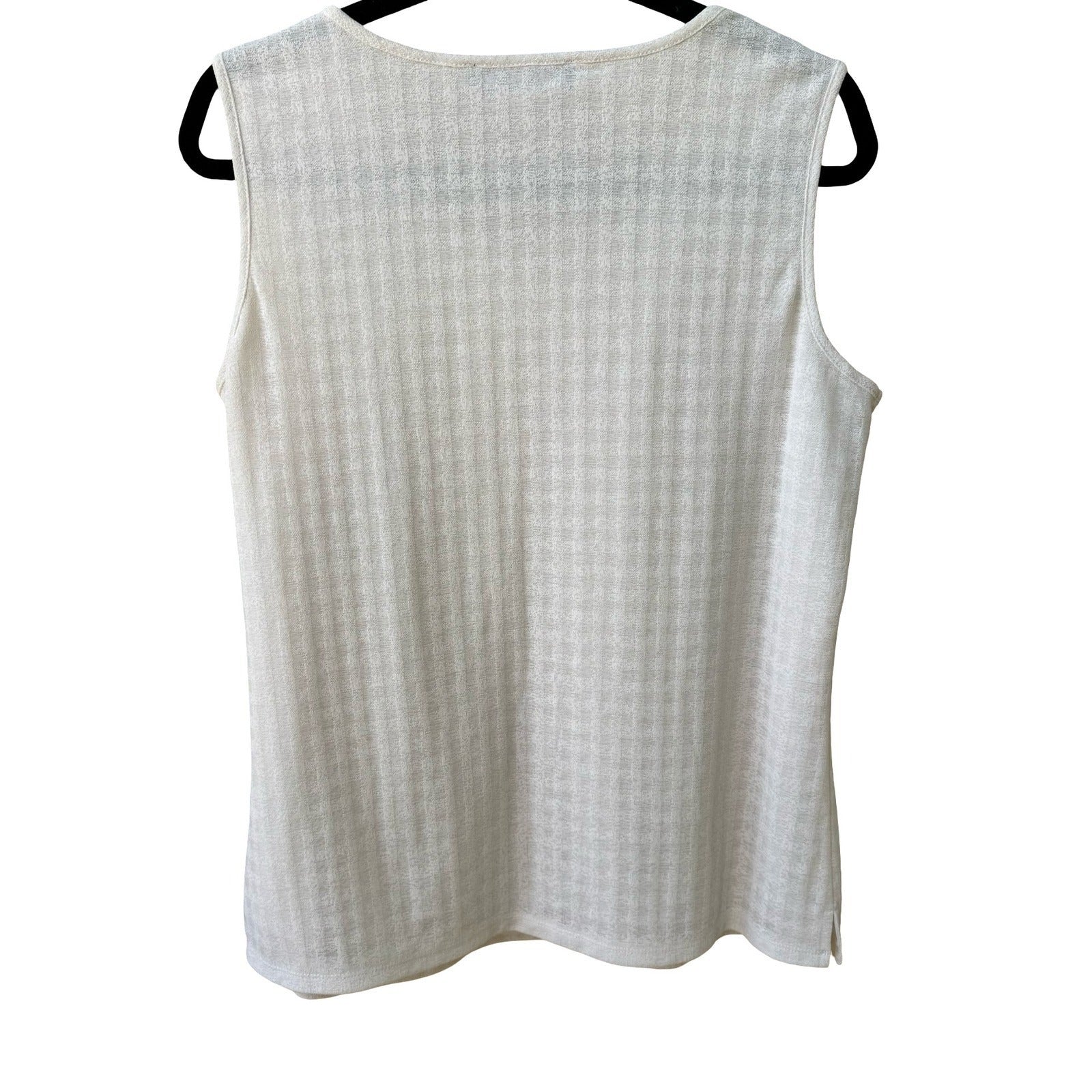 Kasper Minimalist Layering Textured Knit Sleeveless Scoop Neck Blouse L NEW