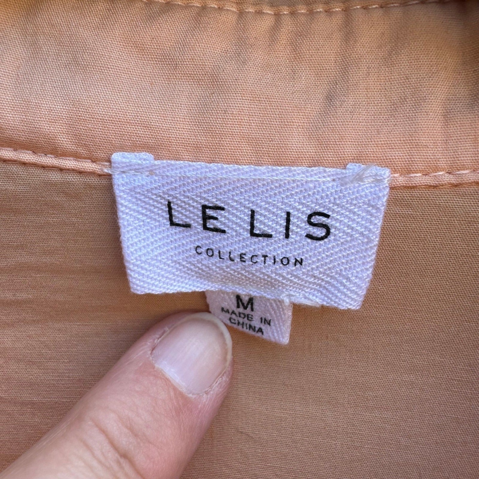 Le Lis Collection Coastal 100% Cotton Minimalist Shirt Oversized Pastel Peach M