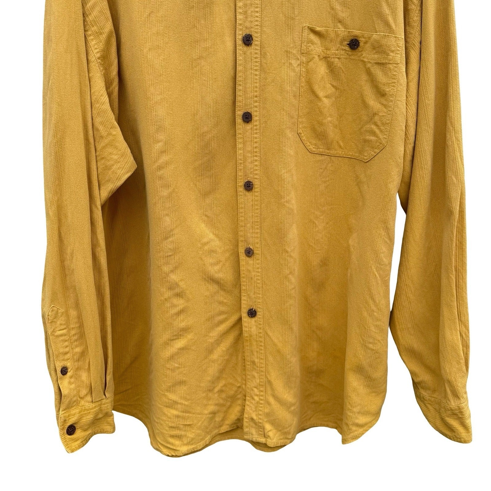 Tommy Bahama Mens XL Mustard Yellow 100% Silk Textured Long Sleeve Button Shirt