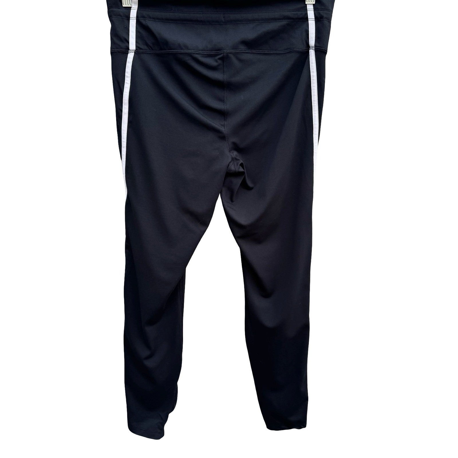 All in Motion XL Black Athletic Leggings White Side Stripe Drawstring Gym Pants