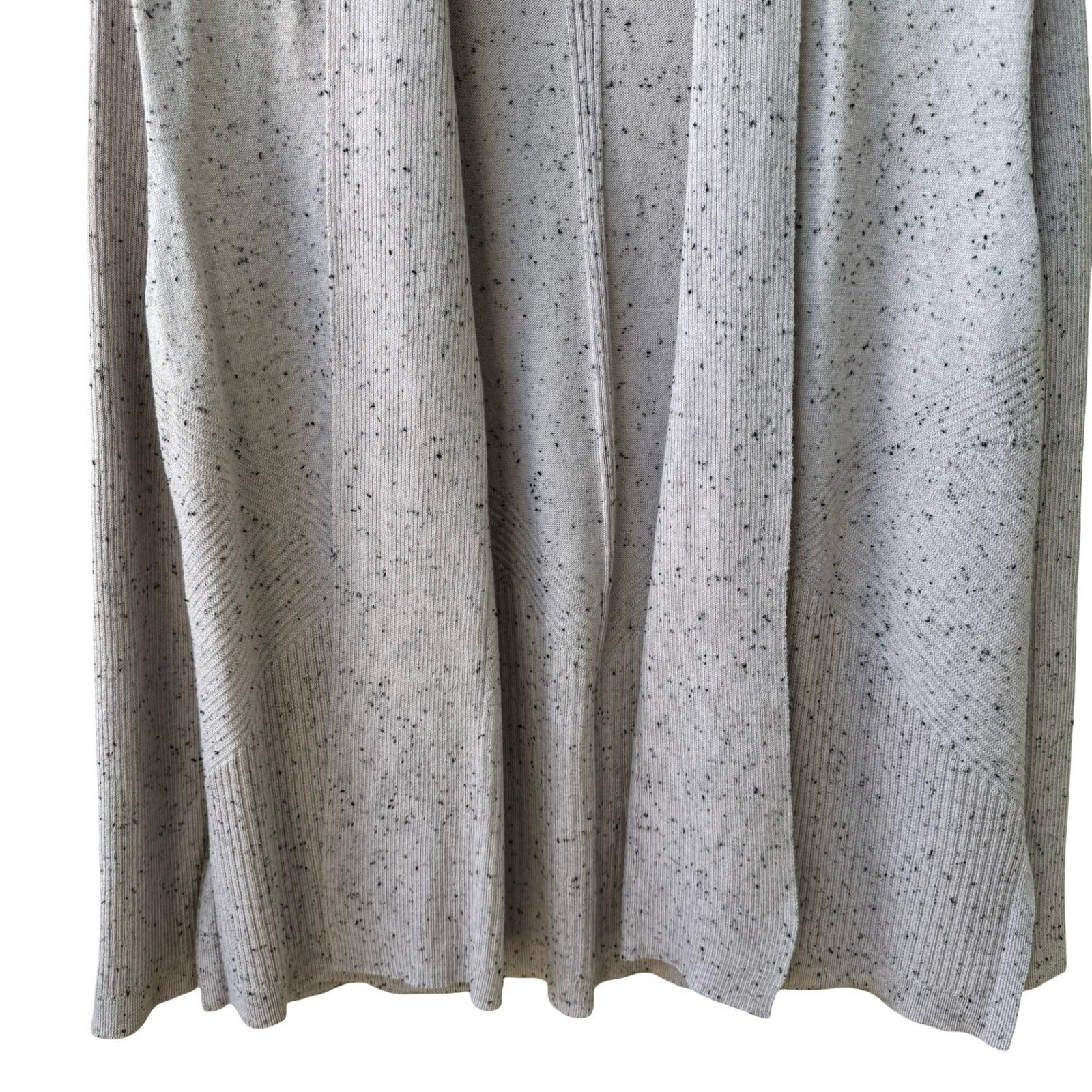 Verve Ami Minimalist Layering Speckled Ribbed Open Front Knit Cardigan Sweater L