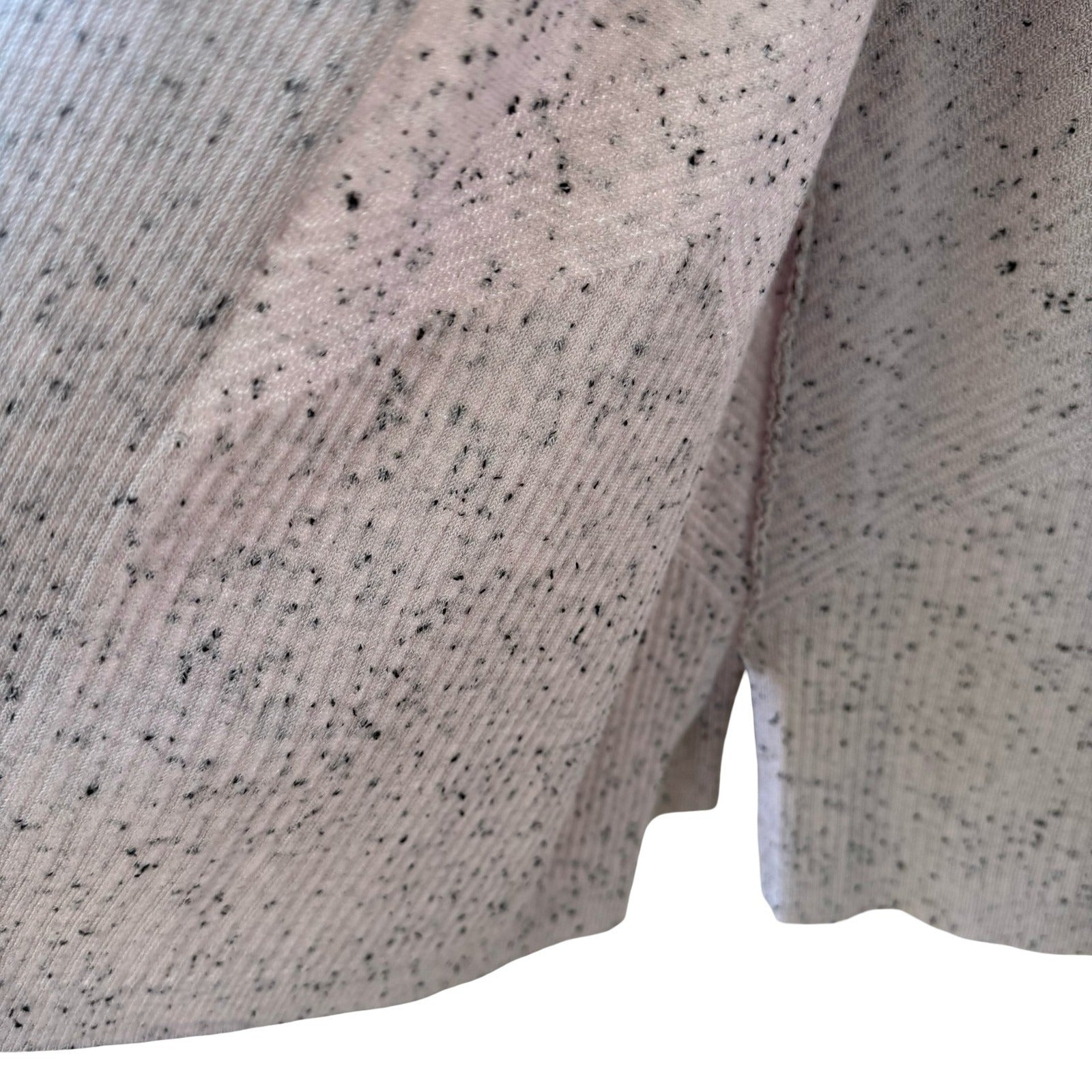 Verve Ami Minimalist Layering Speckled Ribbed Open Front Knit Cardigan Sweater L