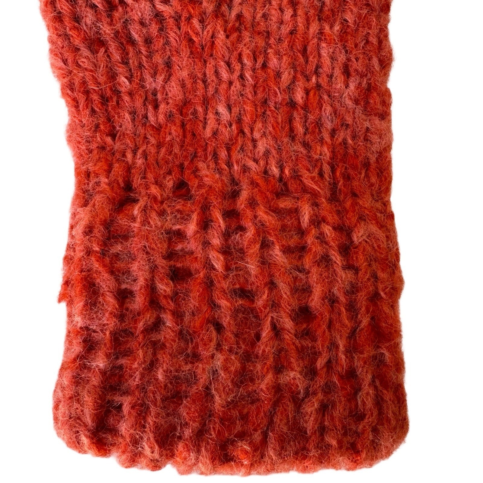 Gorpcore Cozy Orange Chunky Knit Wool Blend Gloves Ribbed Cuff Winter Unisex