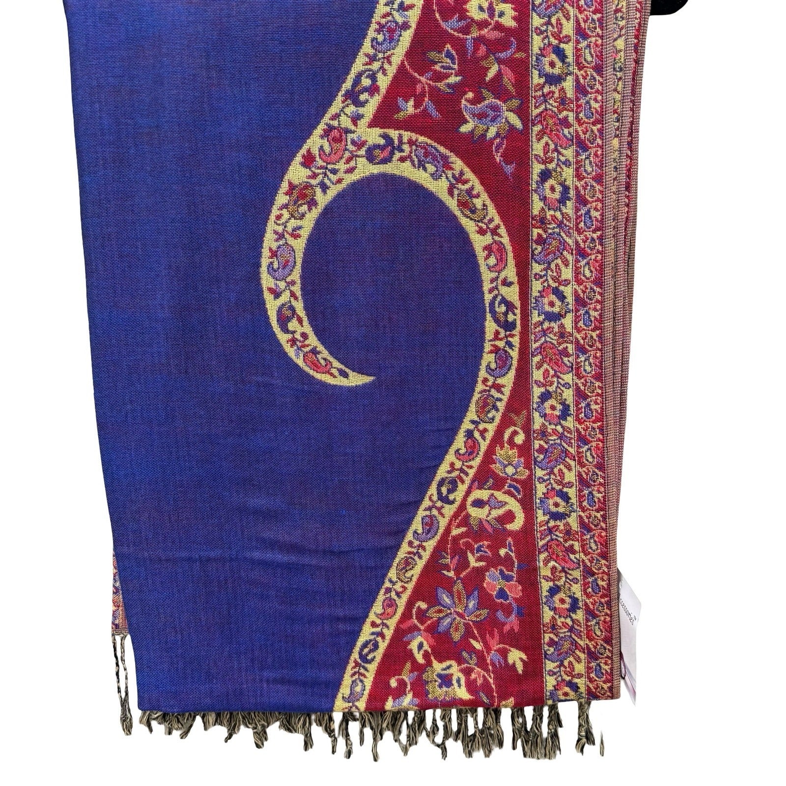 Bellissima Accessories Paisley Jacquard Scarf Blue Red Fringed Pashmina Wrap NEW