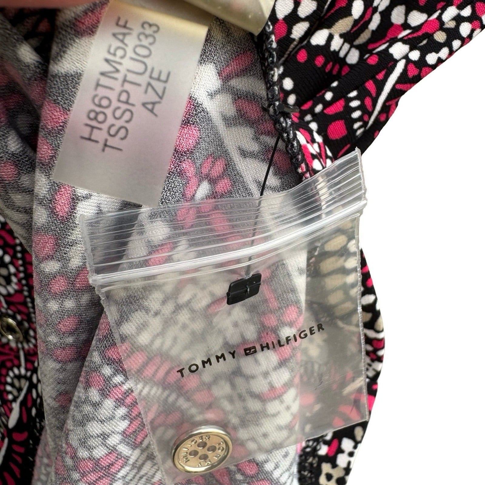 Tommy Hilfiger Womens Pink Black Paisley Sleeveless Button Up Blouse Psychedelic