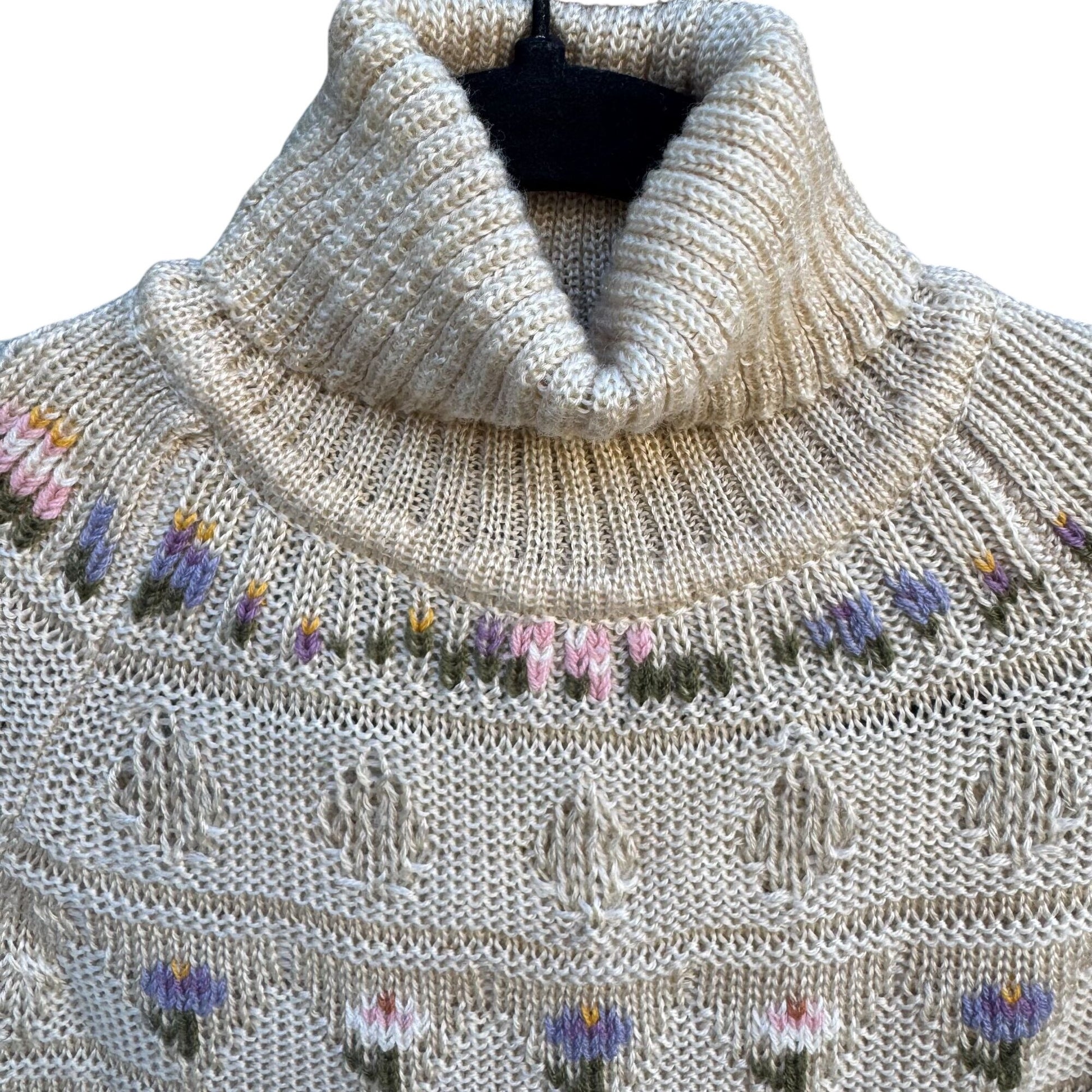 20 Ans Knits Mariea Kim Vintage Floral Embroidered Turtleneck Sweater Cottage