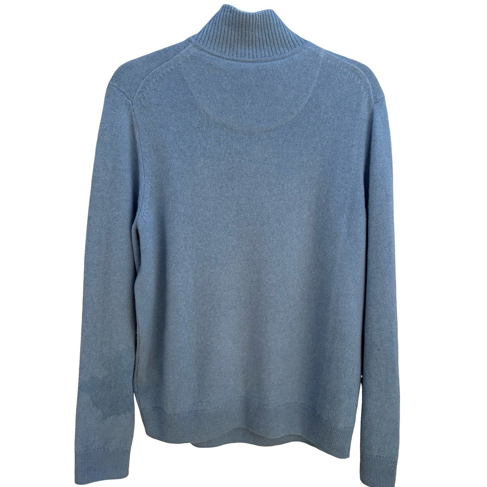 Nordstrom 100% Cashmere Minimalist Quarter-Zip Sweater Quiet Luxury Blue Mens M