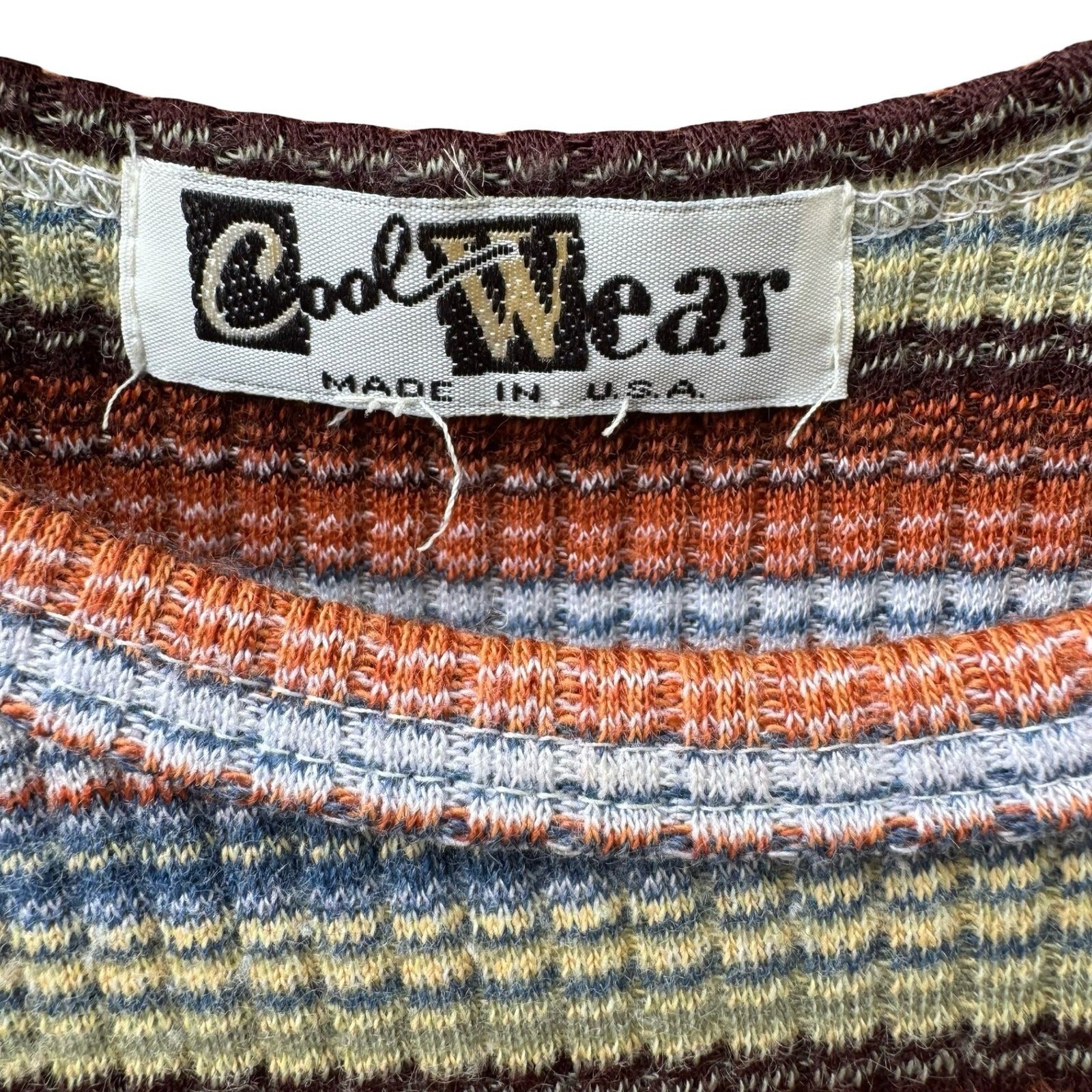 Cool Wear Vintage 70s 80s Grunge Indie Sleaze Waffle Knit Striped Babydoll Top